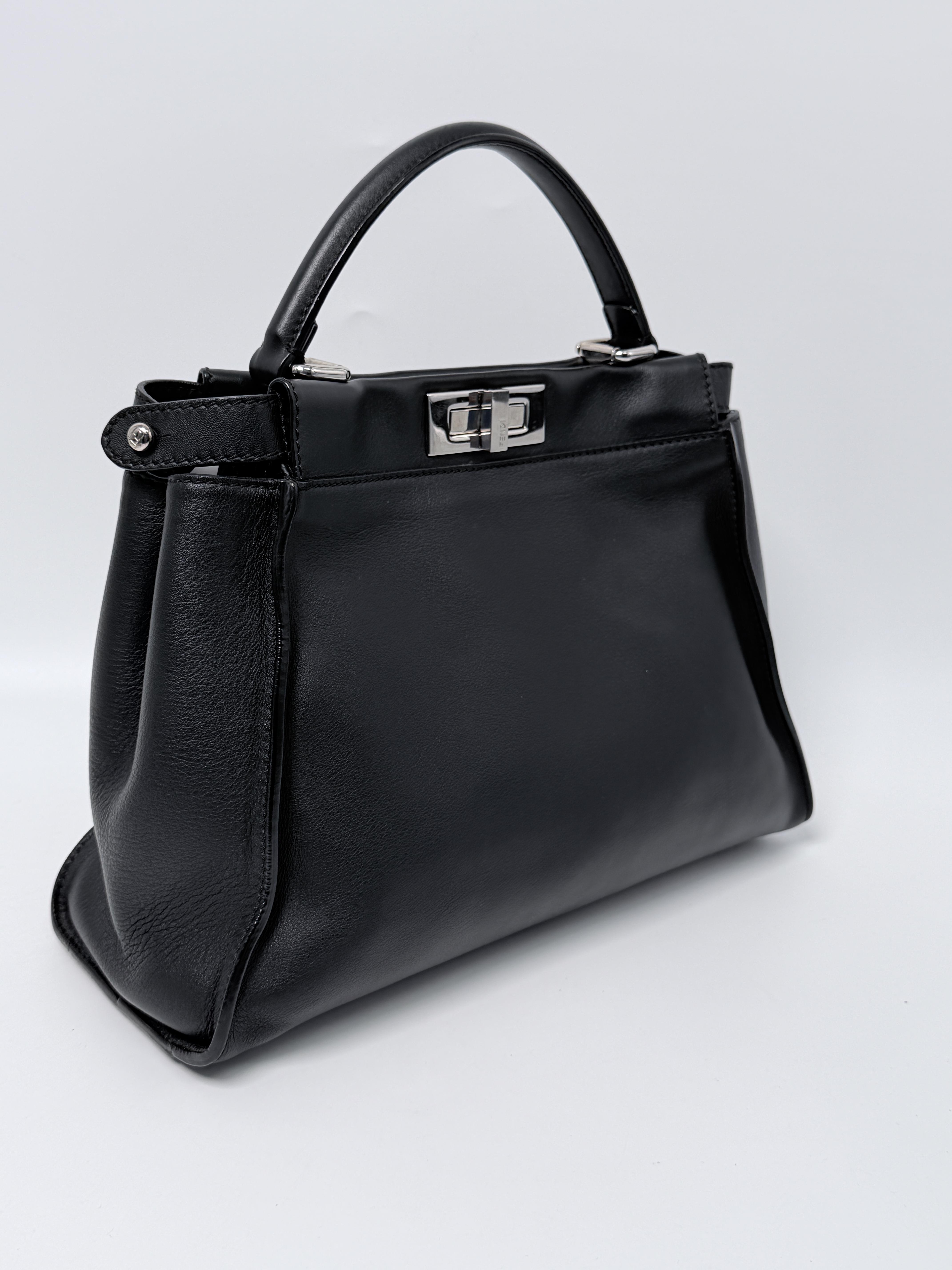 Peekaboo Medium Black Satchel Handle Handbag Shoulder Bag JE298FD