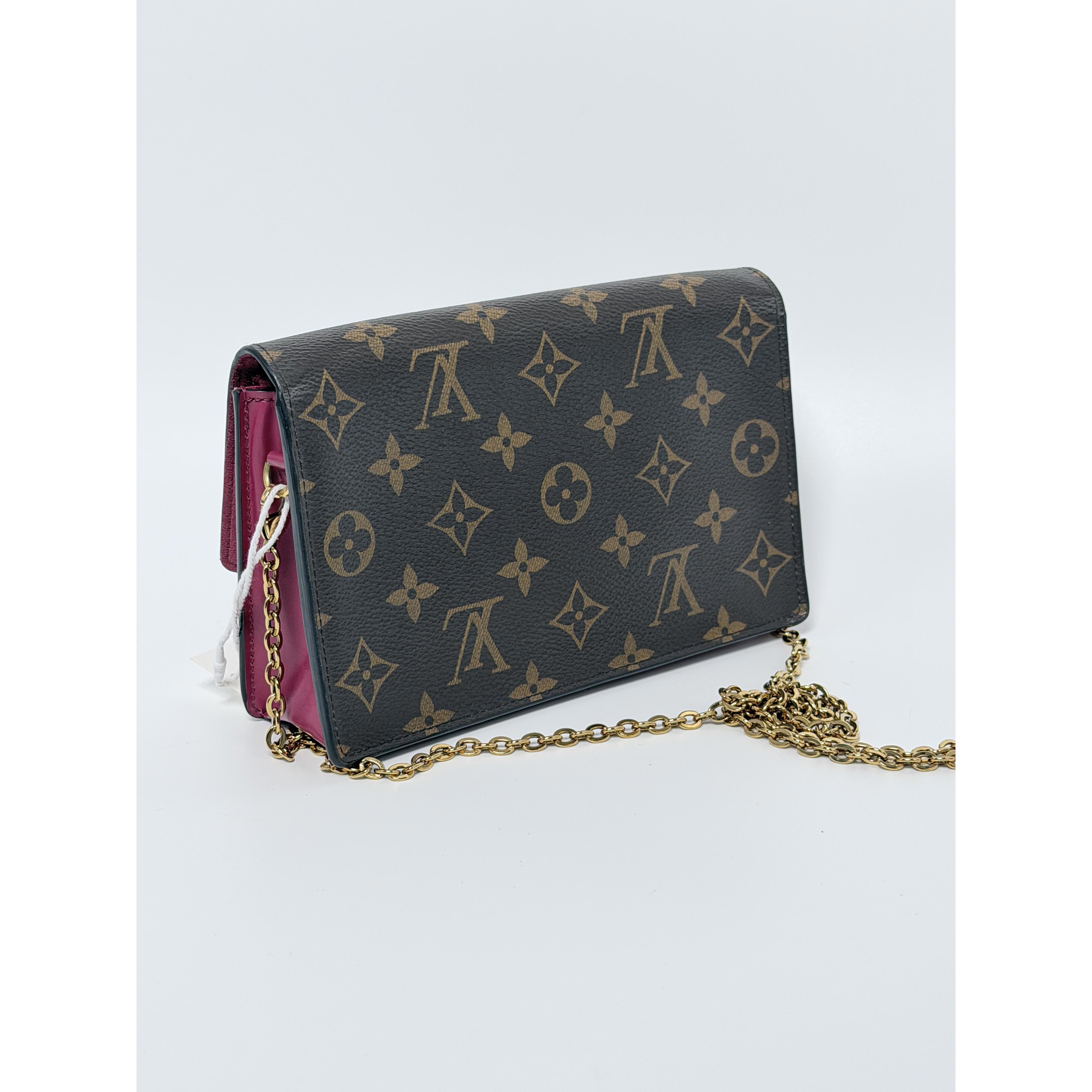 Pre-owned Louis Vuitton Canvas Shoulder Bags Authentic Monogram Flore Wallet On Chain JX332LV