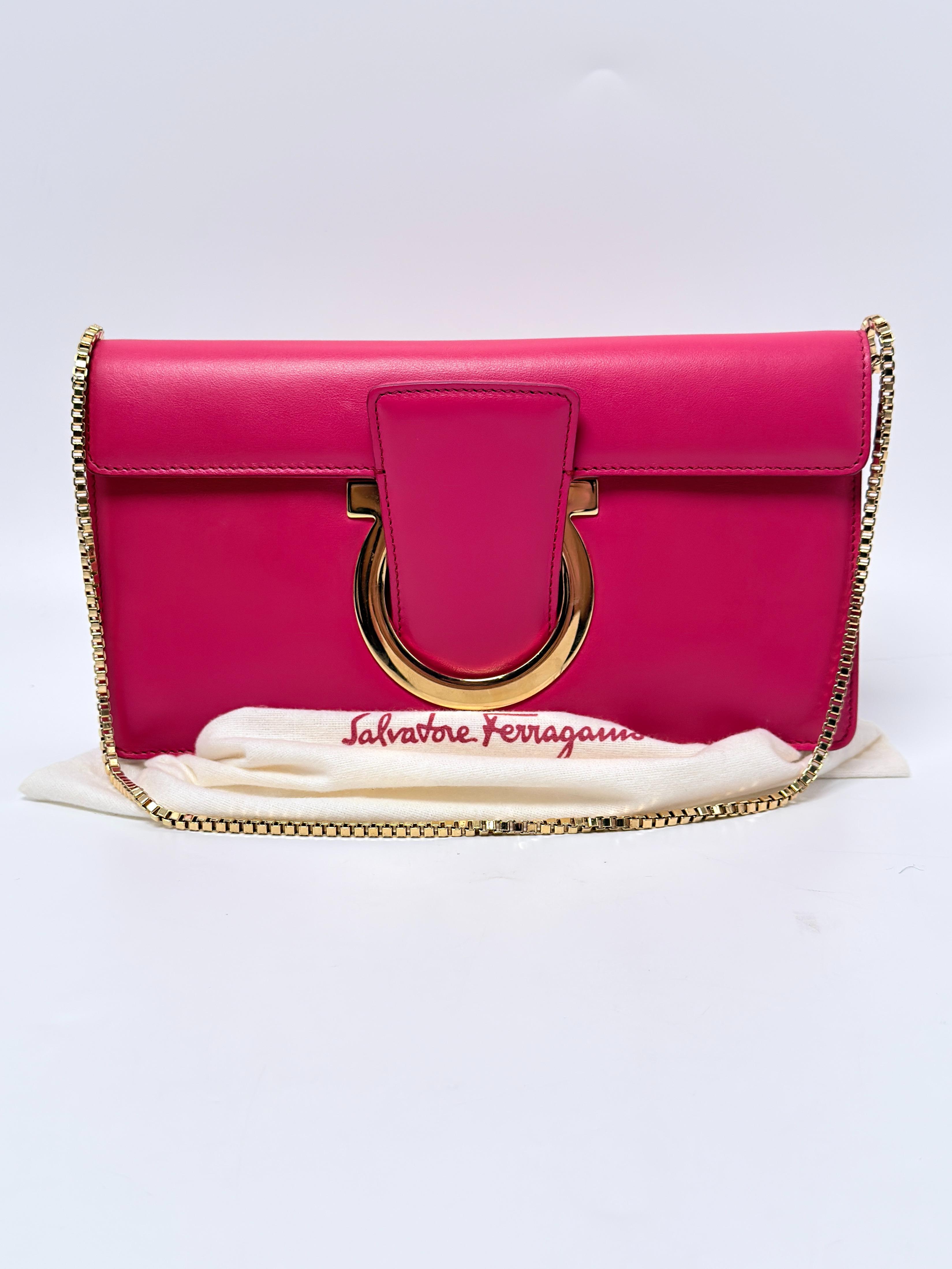 Thalia Gancini Smooth Chain Shoulder Bag Fuchsia Pink JD1550FG