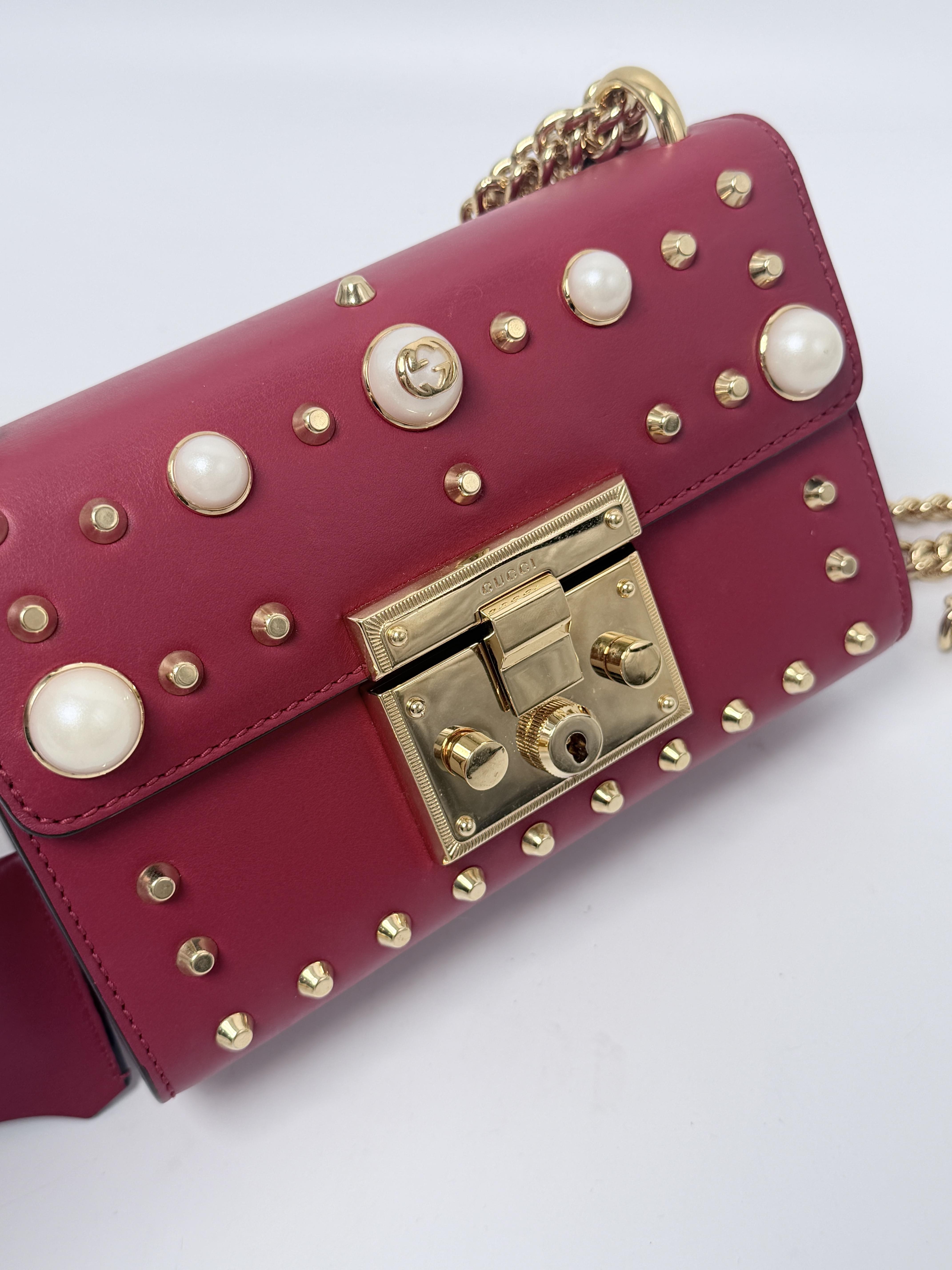 Padlock Small Pearl Studded Shoulder Bag Crossbody Clutch JD1404GG