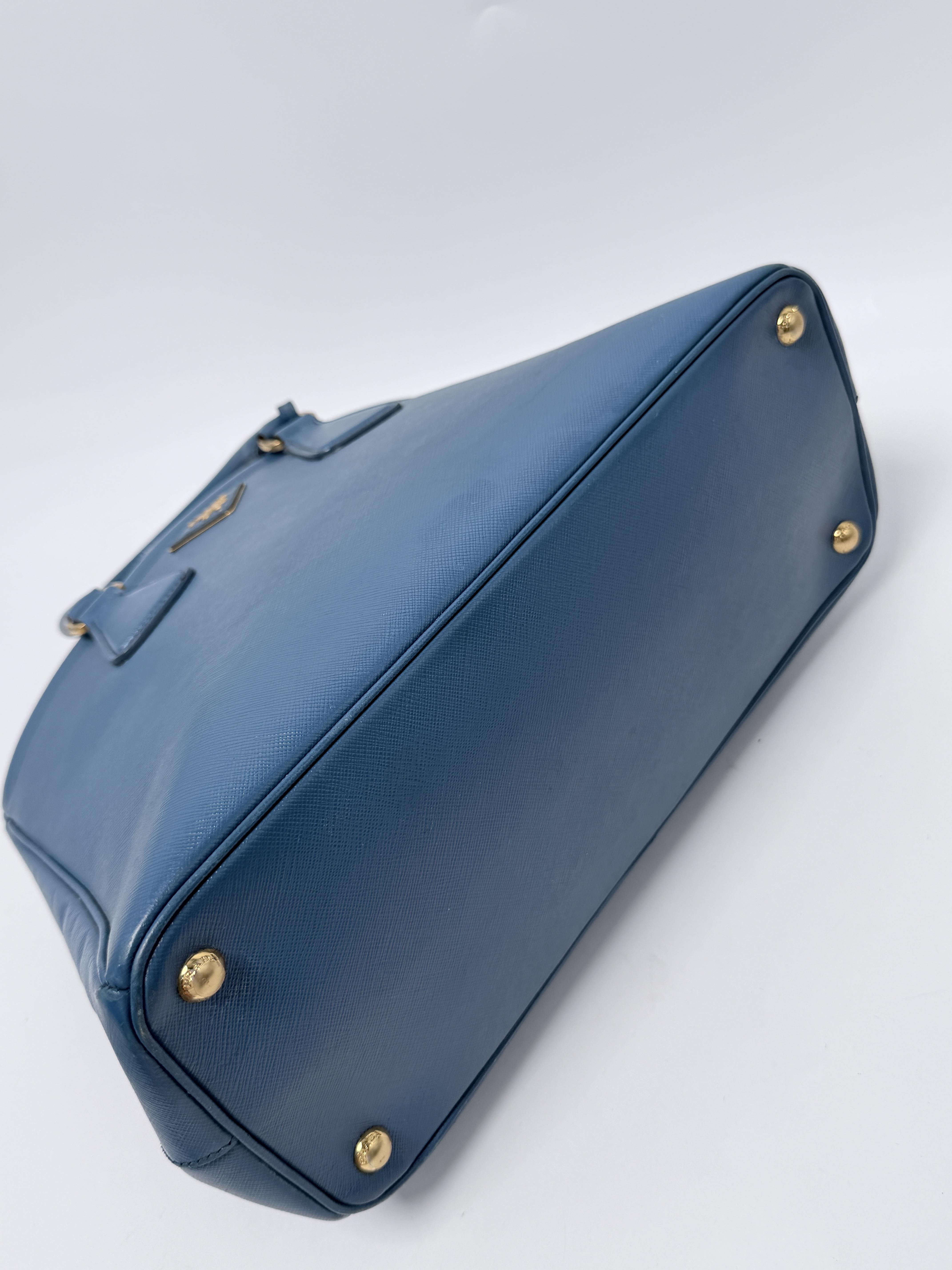 Parabole Tote Bag Blue Saffiano Lux Handle Handbag Satchel ZS159PR