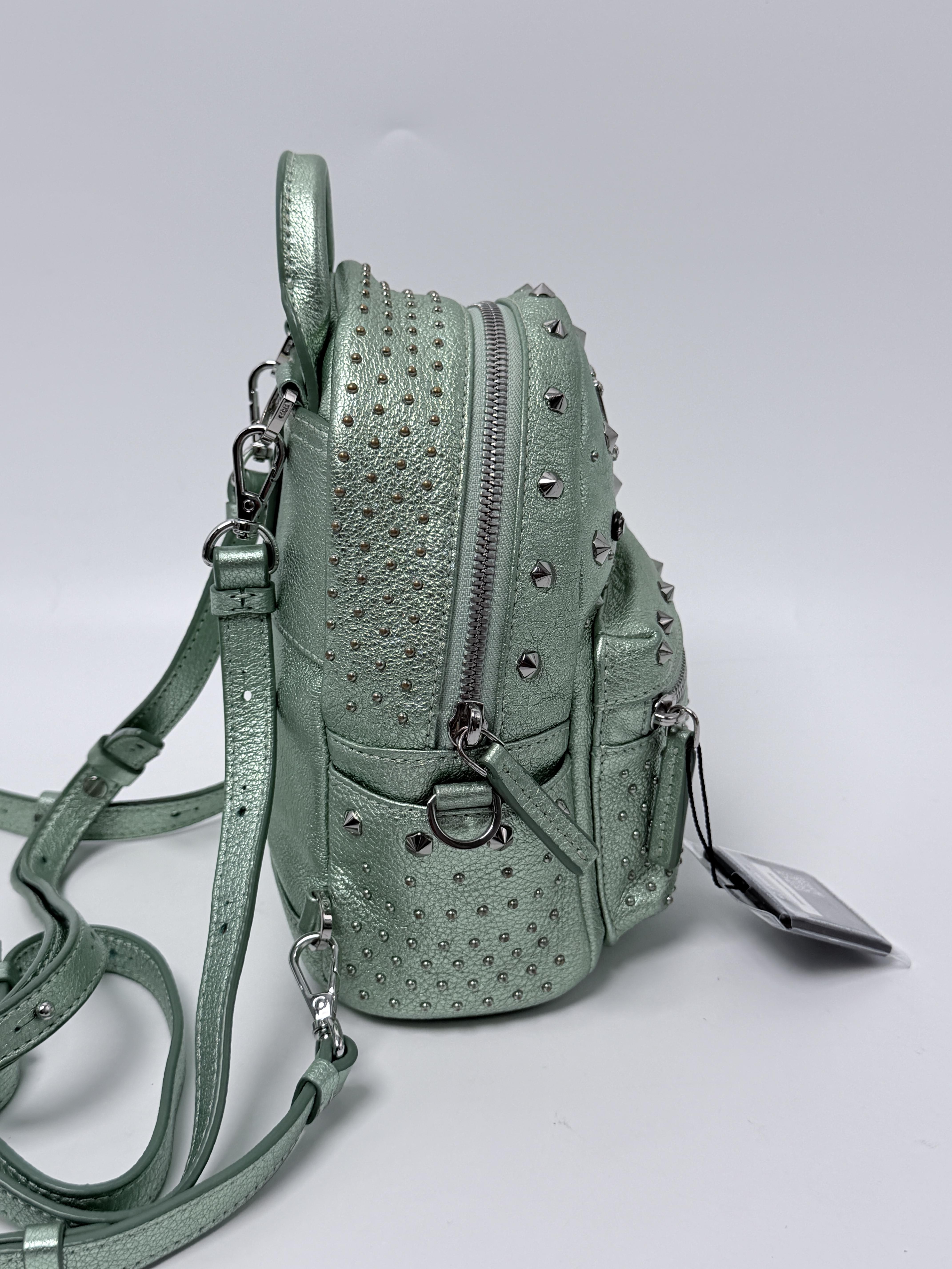 Stark Bebe Boo X Mini Metallic Mint Green Studded Backpack 2WAY Bag JD1586MCM