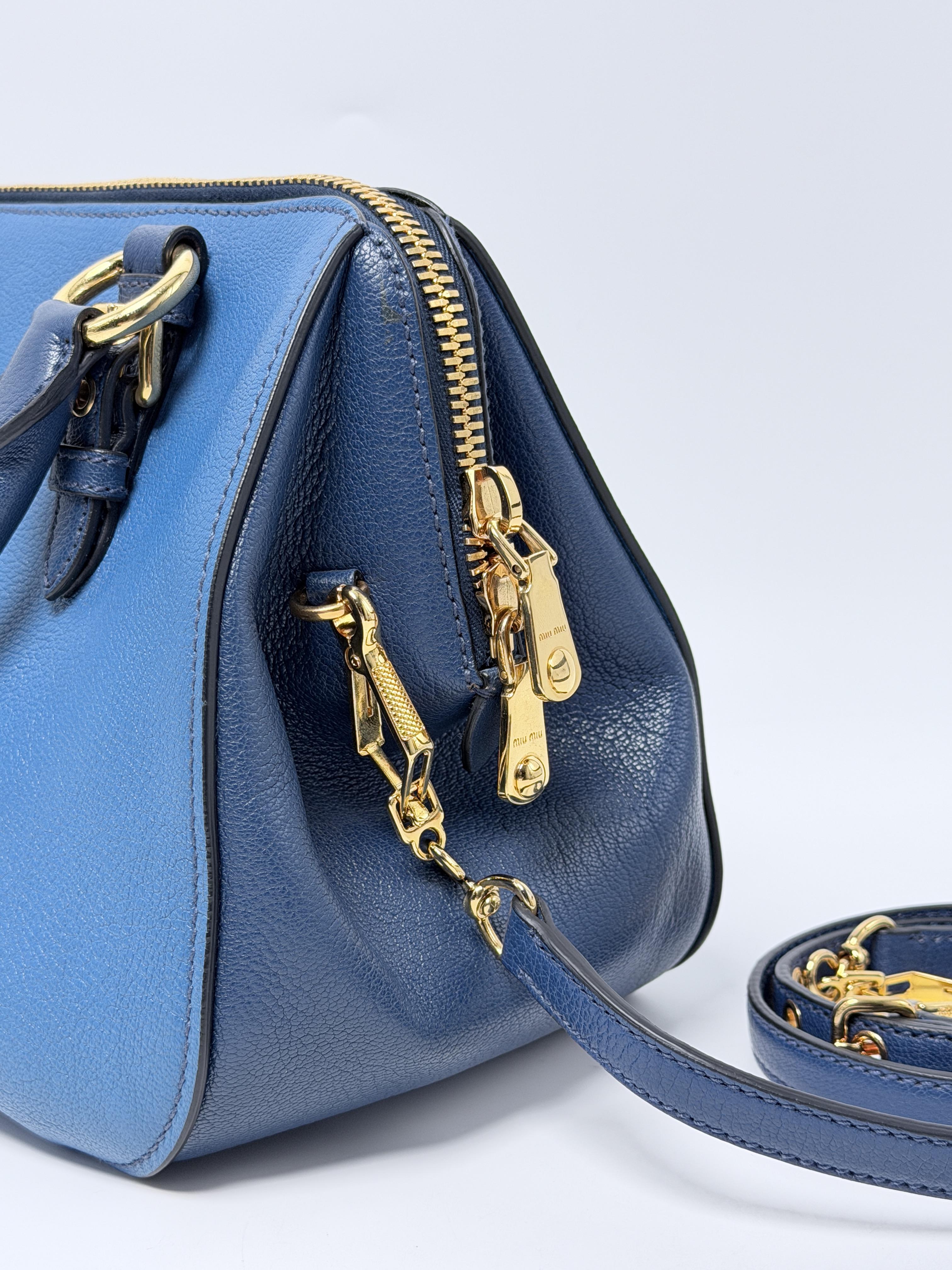 Madras Blue Top Handle Bag Satchel Crossbody Handbag XU010MM