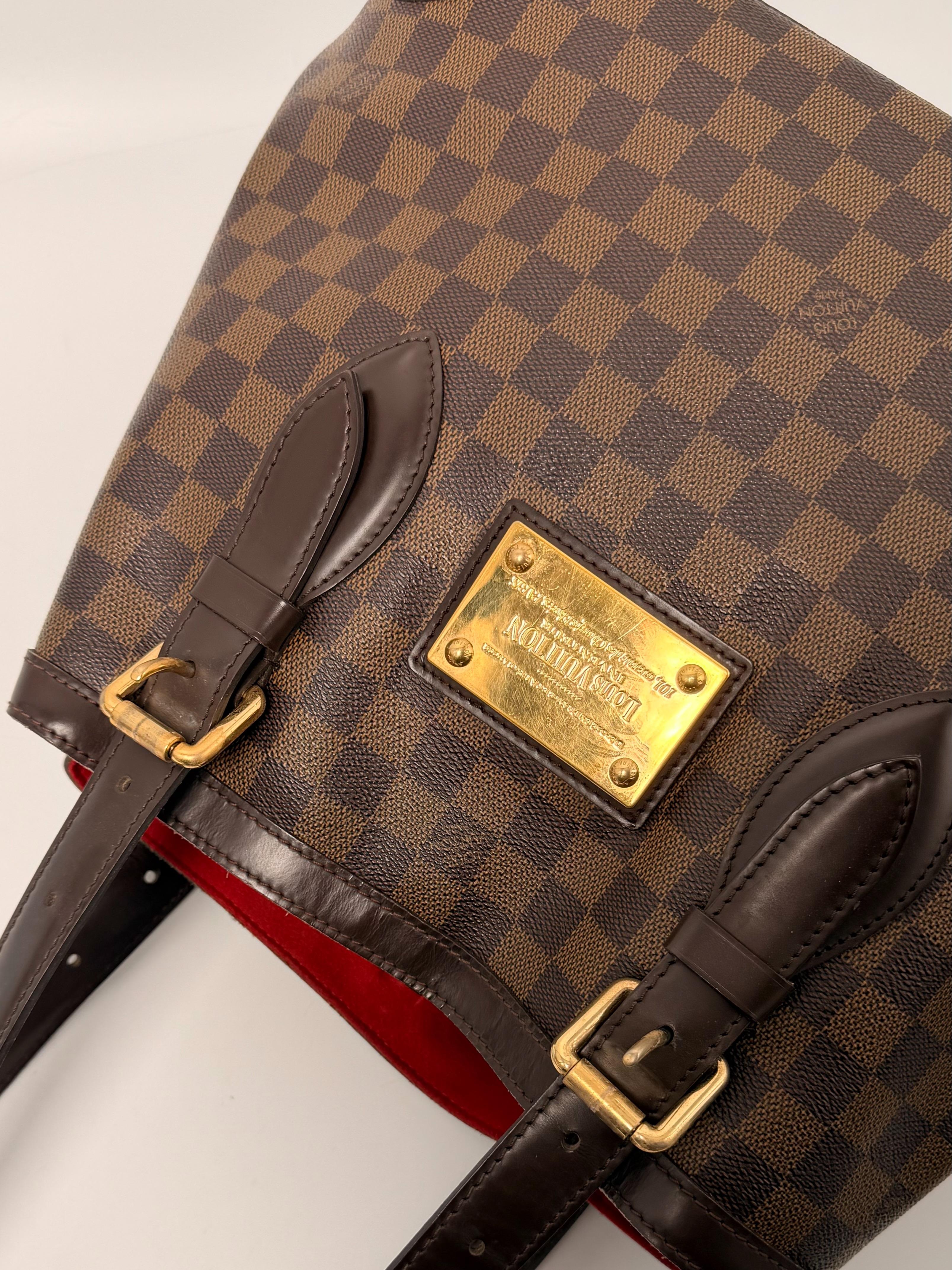 Pre-owned Louis Vuitton Canvas Shoulder Bags Damier Ebene Hampstead MM Shoulder Bag Handle Handbag JA583LV