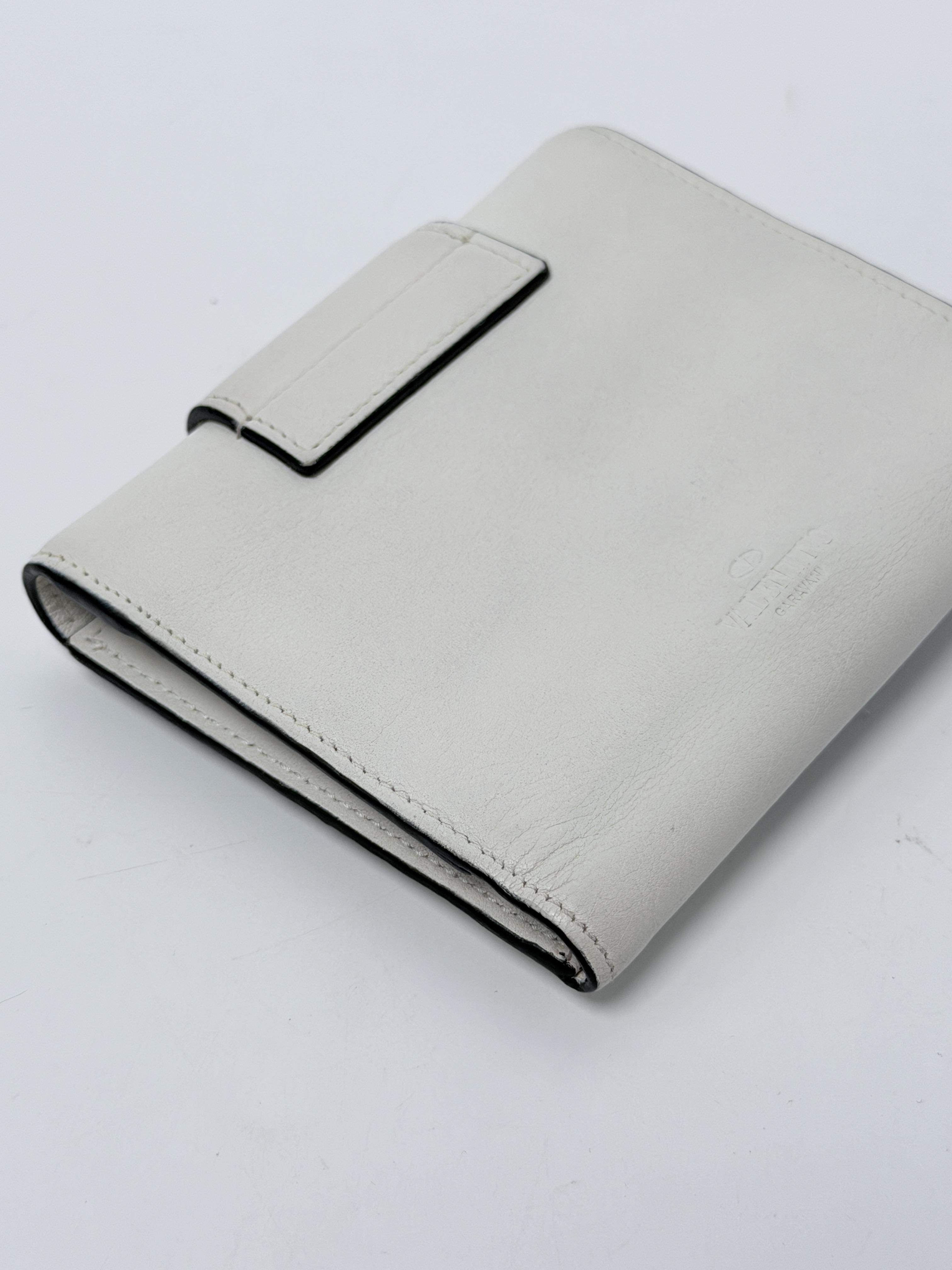 Garavani Histoire Braided Trifold Compact Wallet White JD1599VL