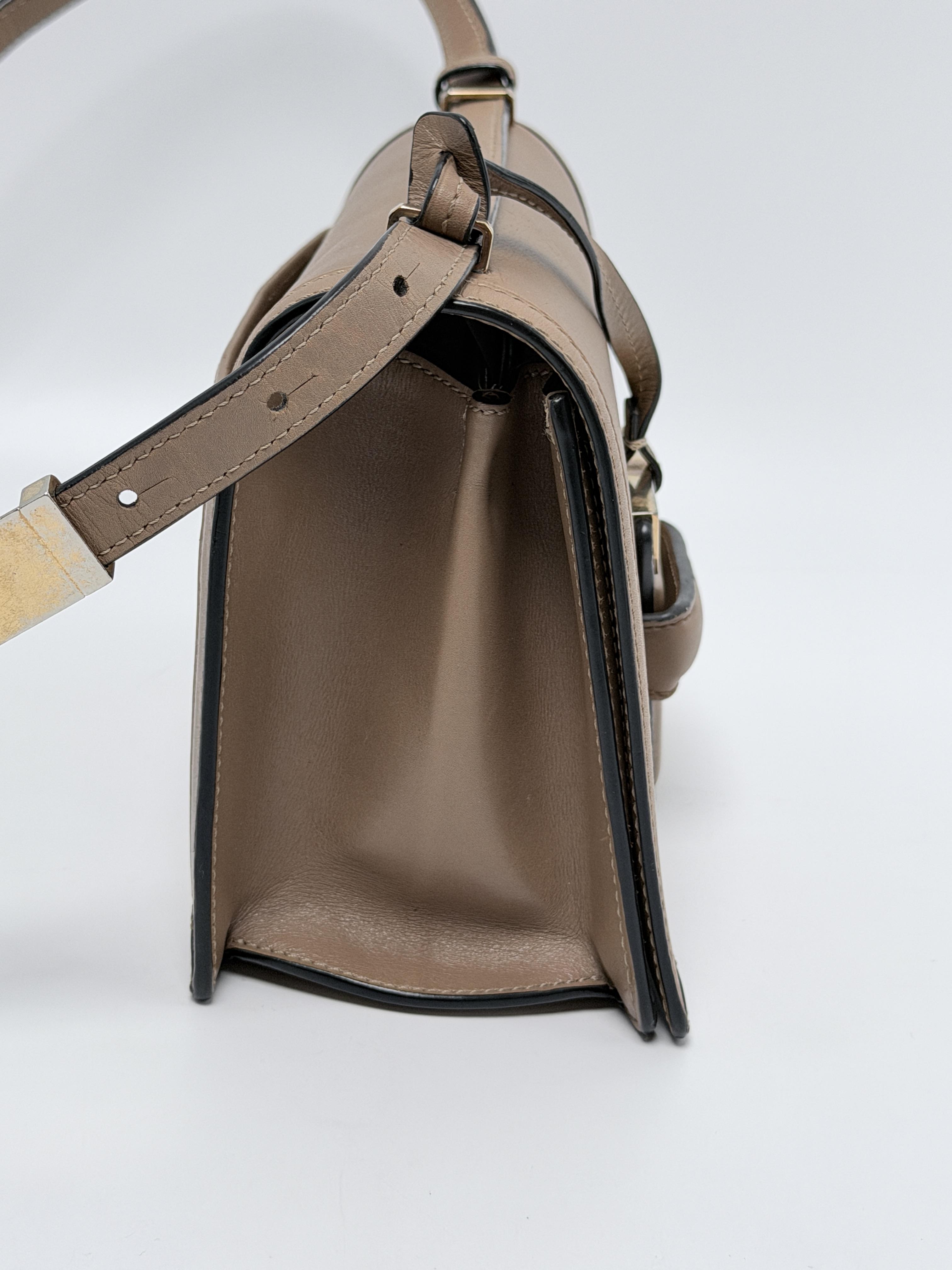 Barcelona Small Box Calfskin Triangle Shoulder Bag Sand JD1484LE