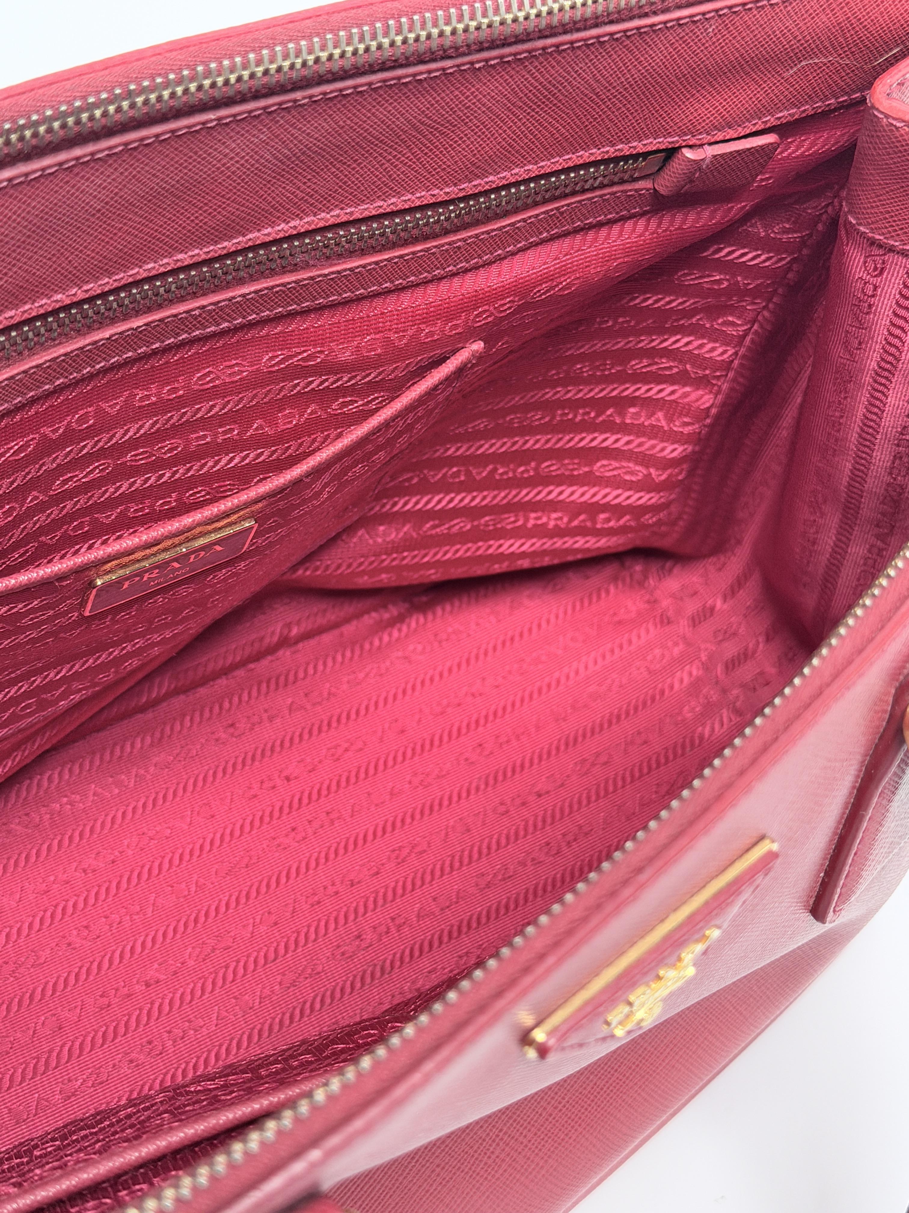 Pre-owned PRADA Saffiano Leather Tote Bags Galleria Double Zip Tote Bag Authentic JA201PR