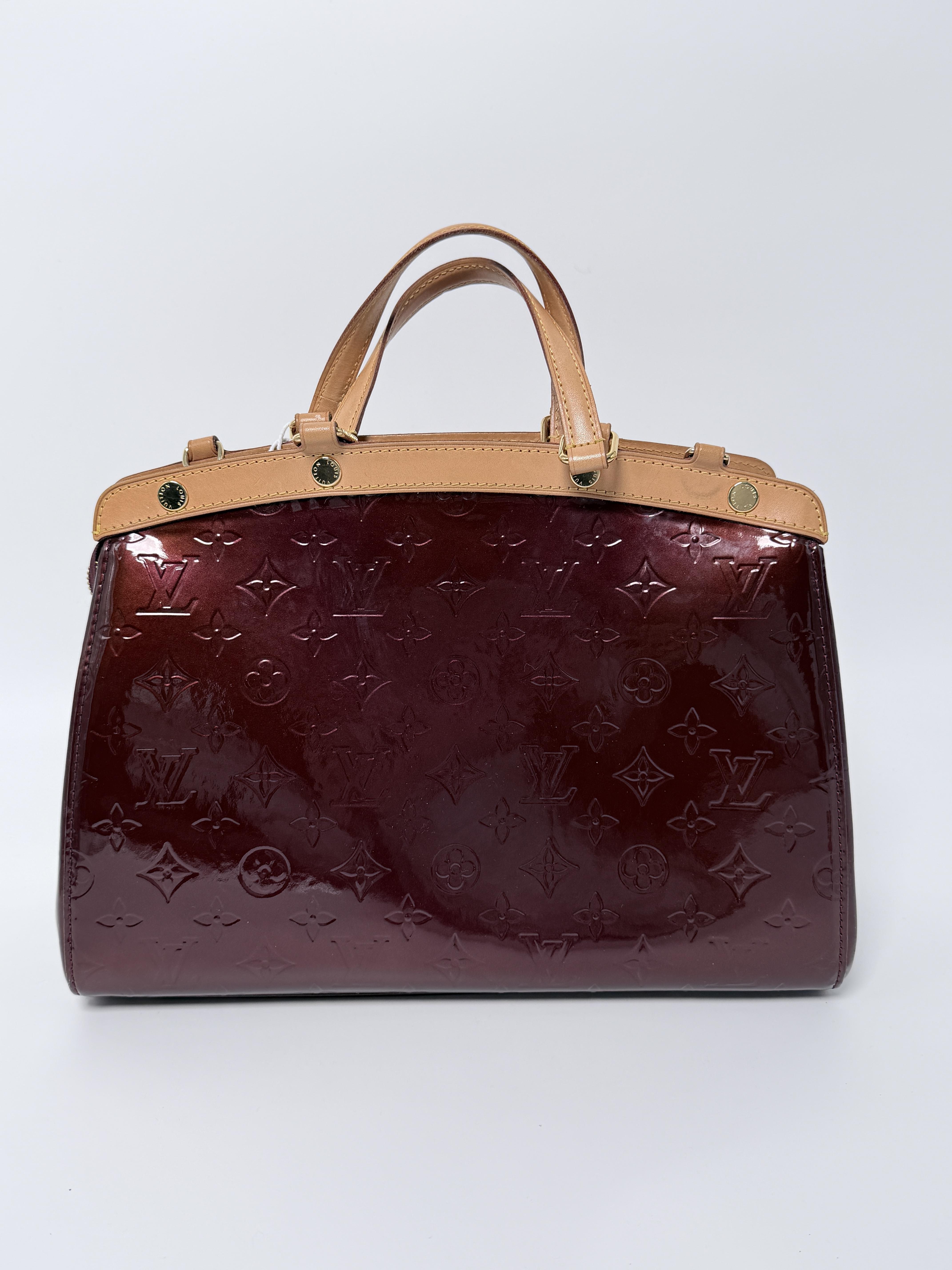 Pre-owned Louis Vuitton Leather Crossbody Bags Top Handle Bag authentic Monogram Vernis Brea handbag JX318LV