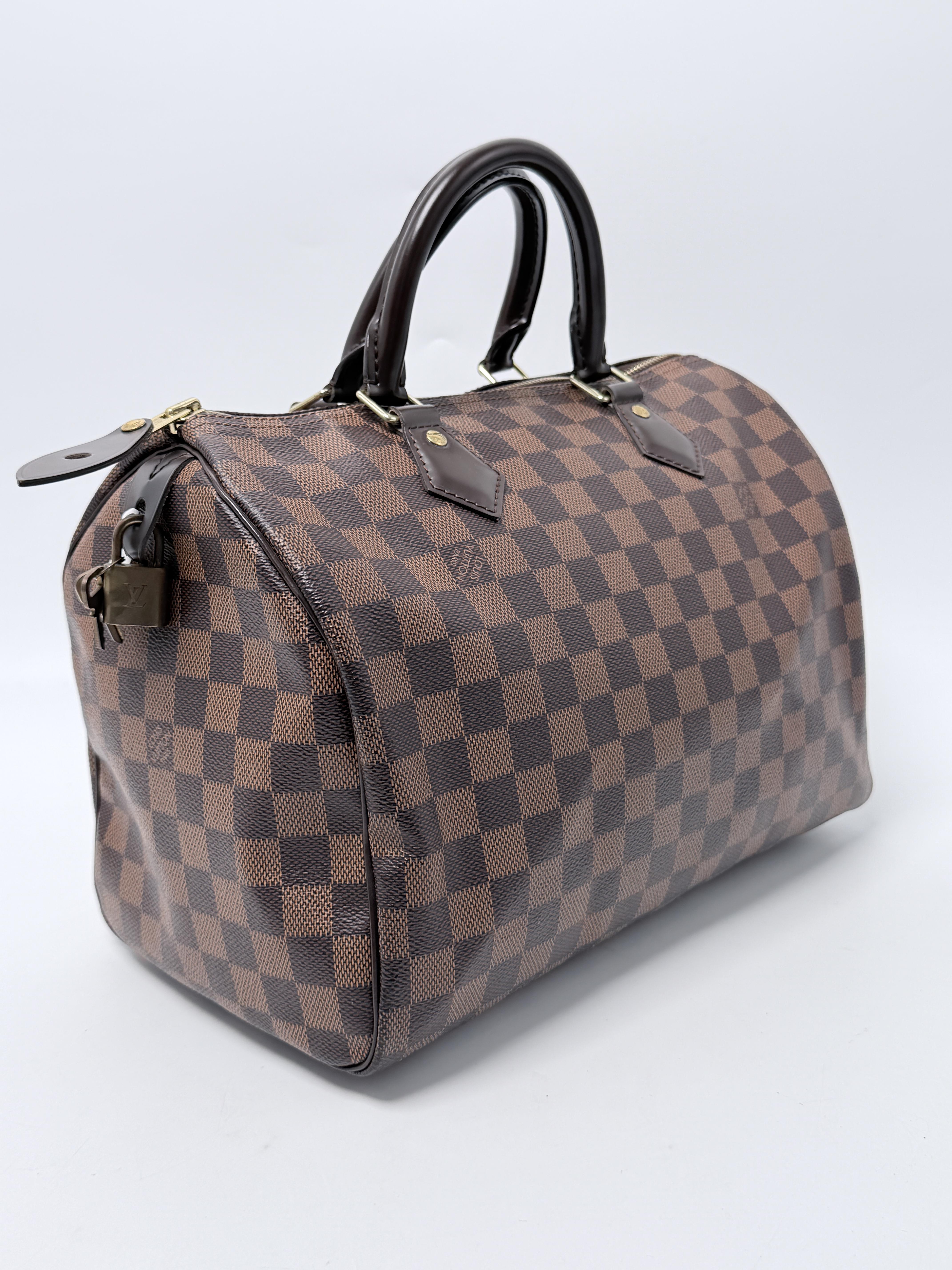 Damier Ebene Speedy 30 Top Handle Bag Shoulder Handbag JA1418LV