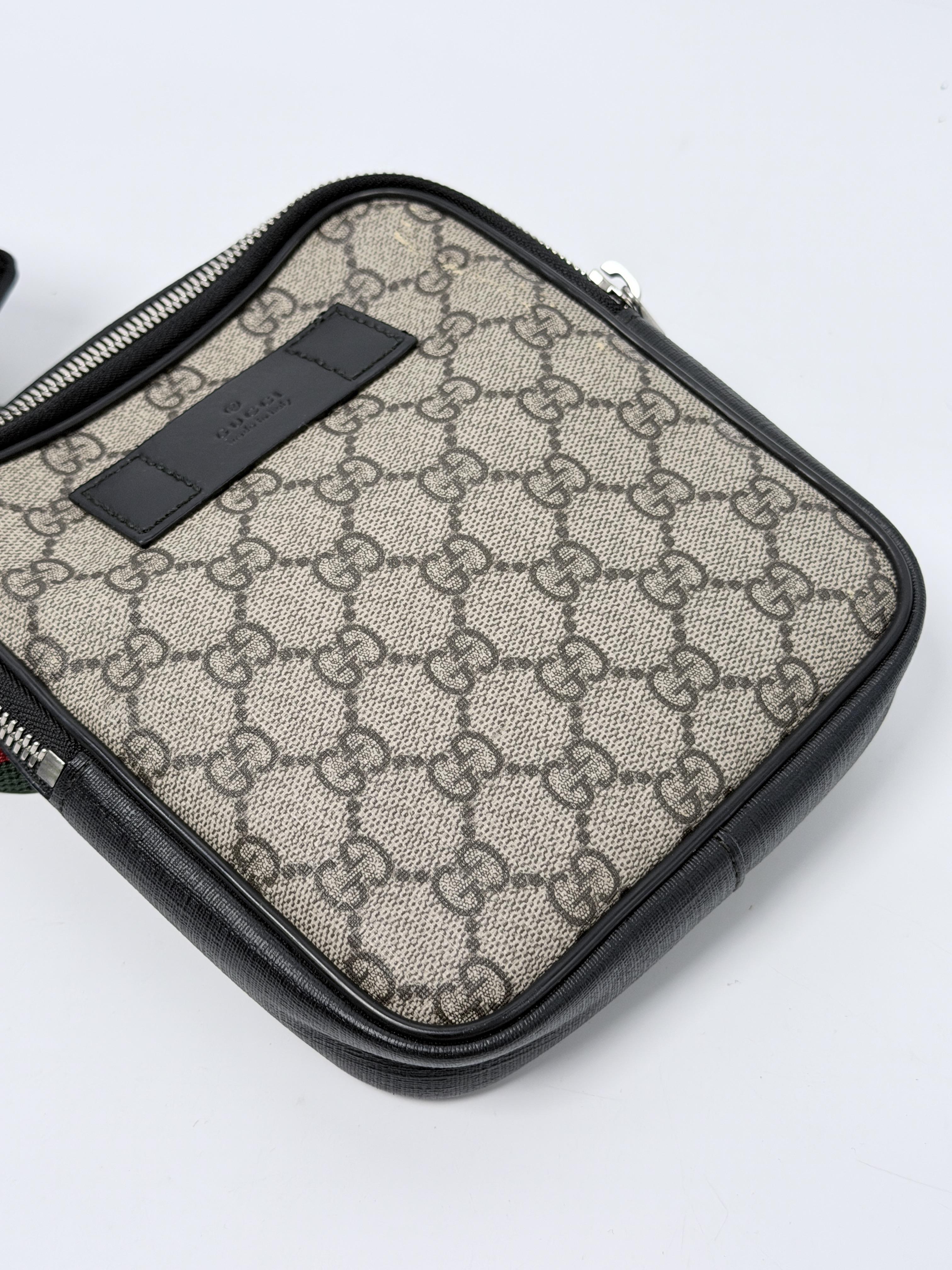 GG Supreme Monogram Two Pouch Web Belt Bag Fanny pack Crossbody JA1205GG