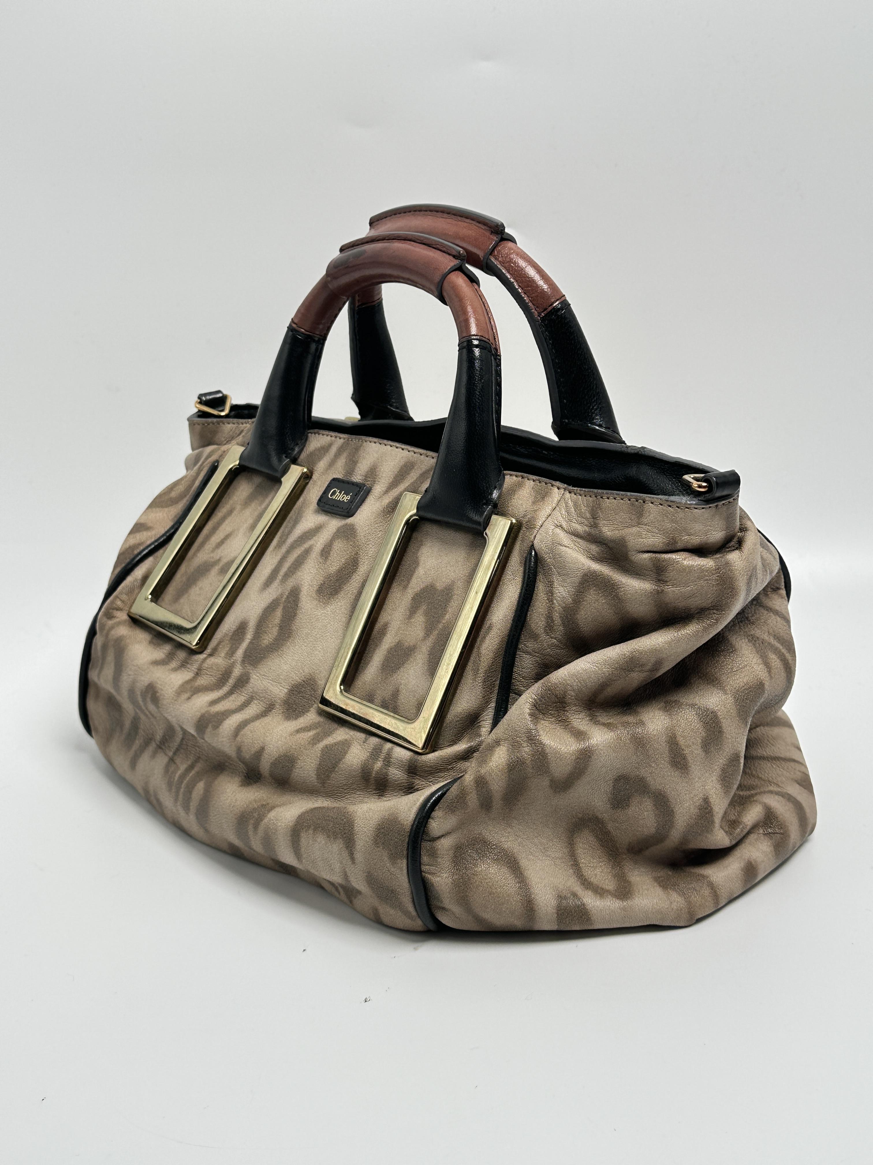 Pre-owned Chloé leather Shoulder Bags Ethel Leopard Print Satchel Shoulder Bag ZS002CH