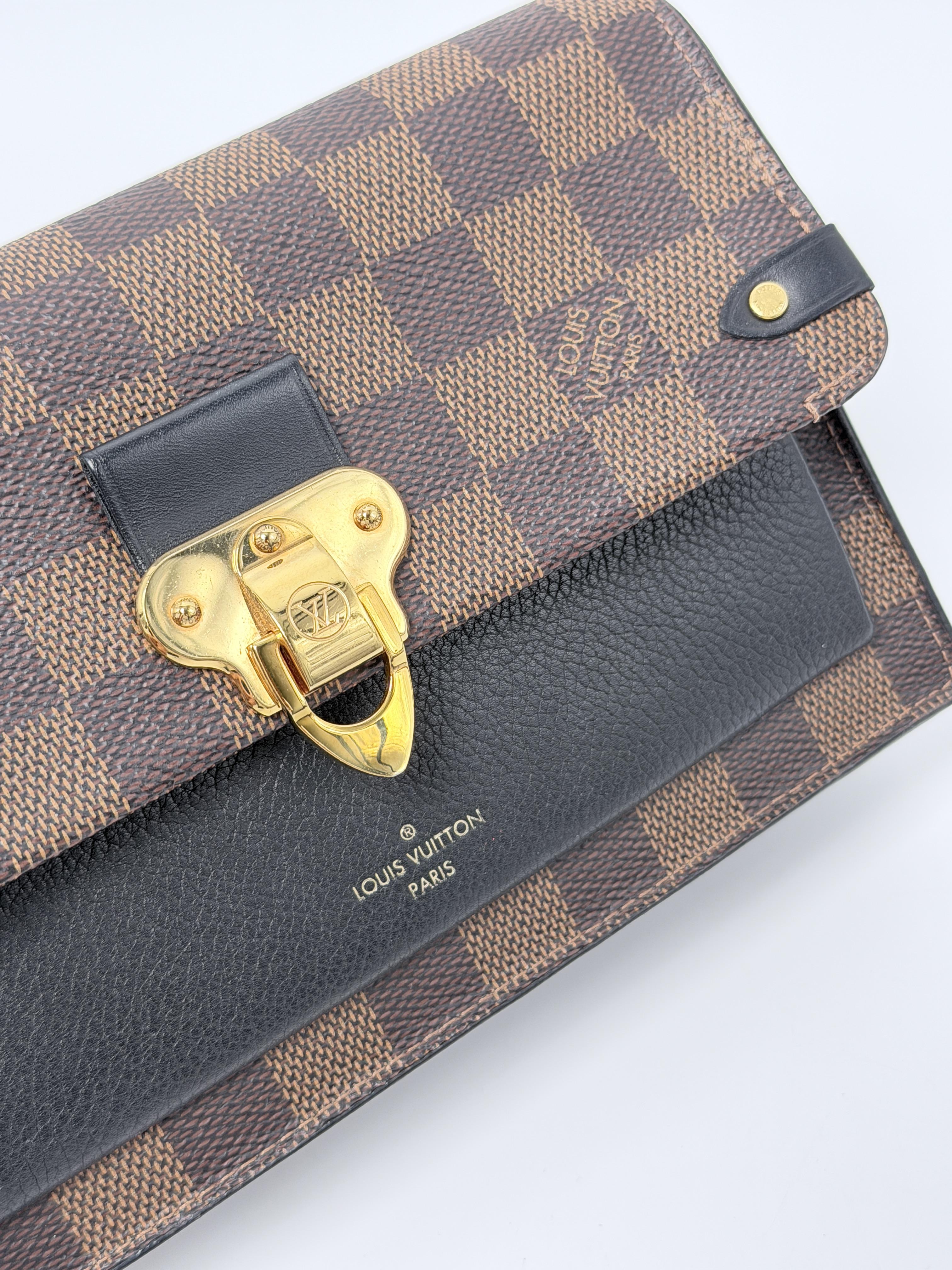 Vavin WOC Damier Ebene Black Leather Chain Crossbody Bag P070LV