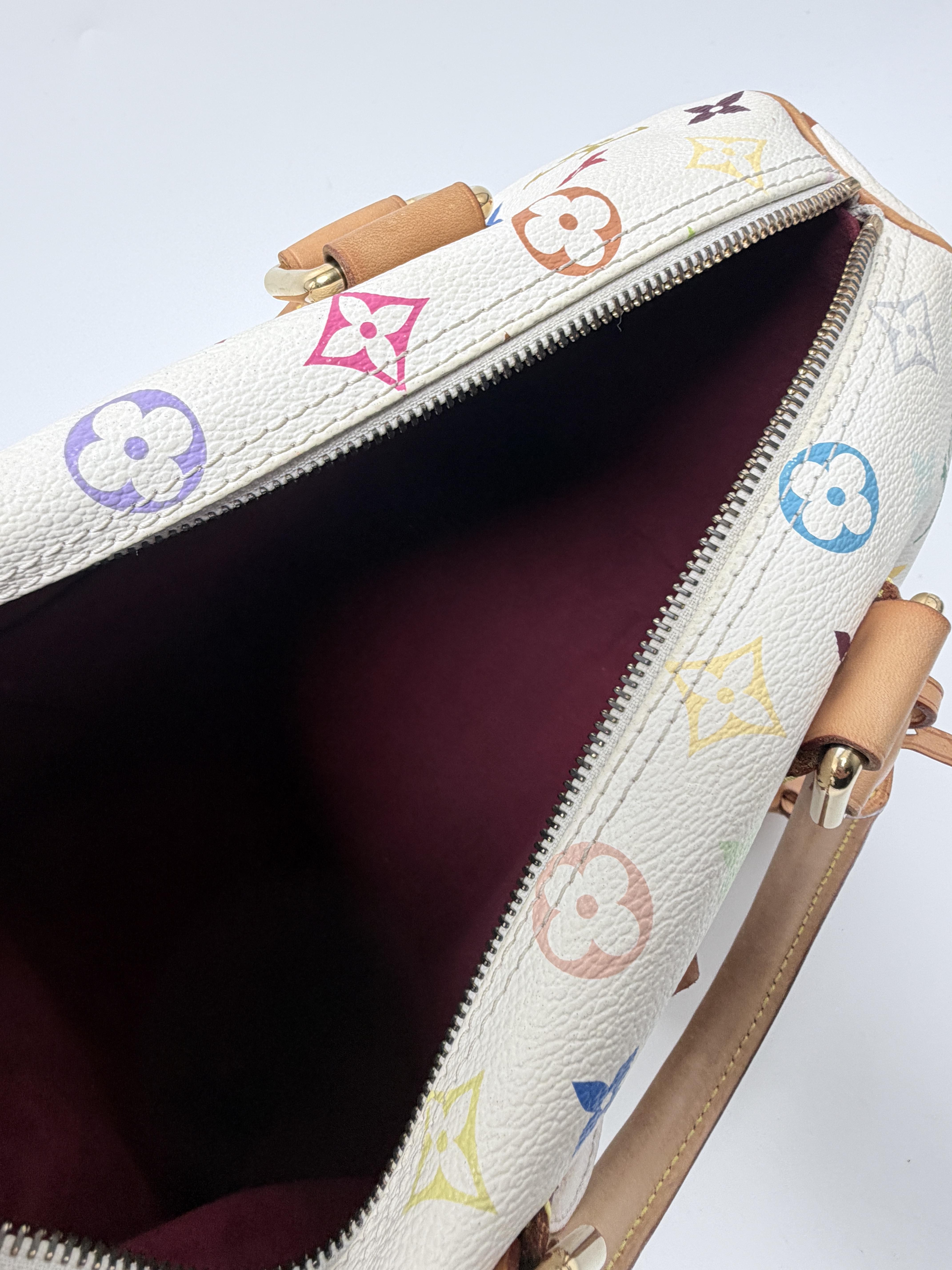 Takashi Murakami Multicolored Speedy 30 Shoulder Bag White XU093LV