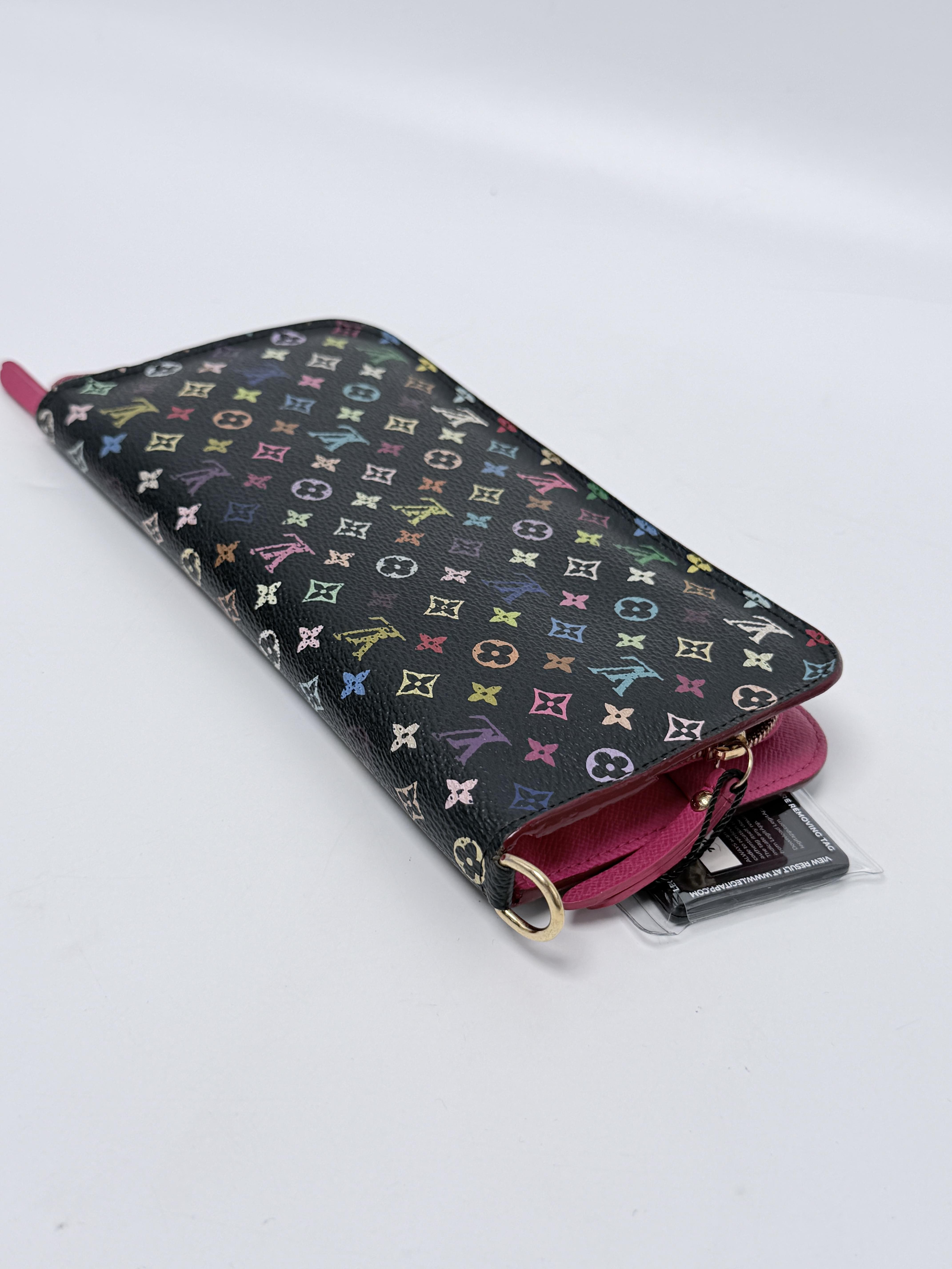 Black Monogram Multicolor Long Zippy Wallet Zip Around JD1294LV