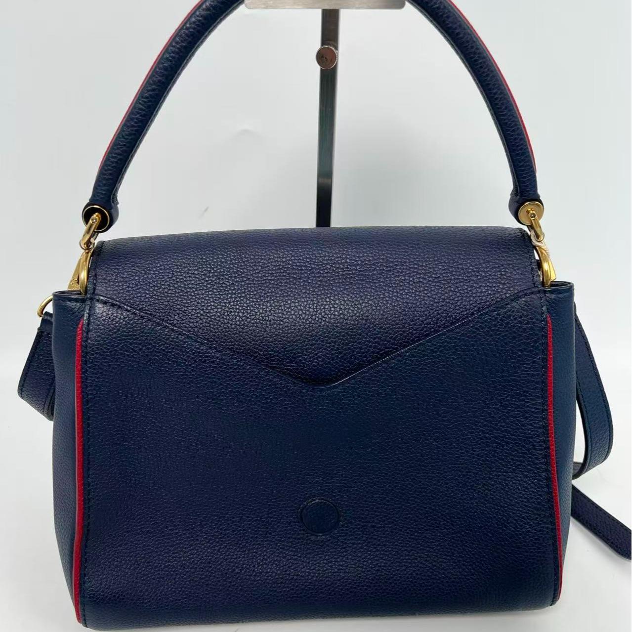 Pre-owned Louis Vuitton Grained Leather Crossbody Bags Envelope Top Handle Shoulder Bag Blue P040LV