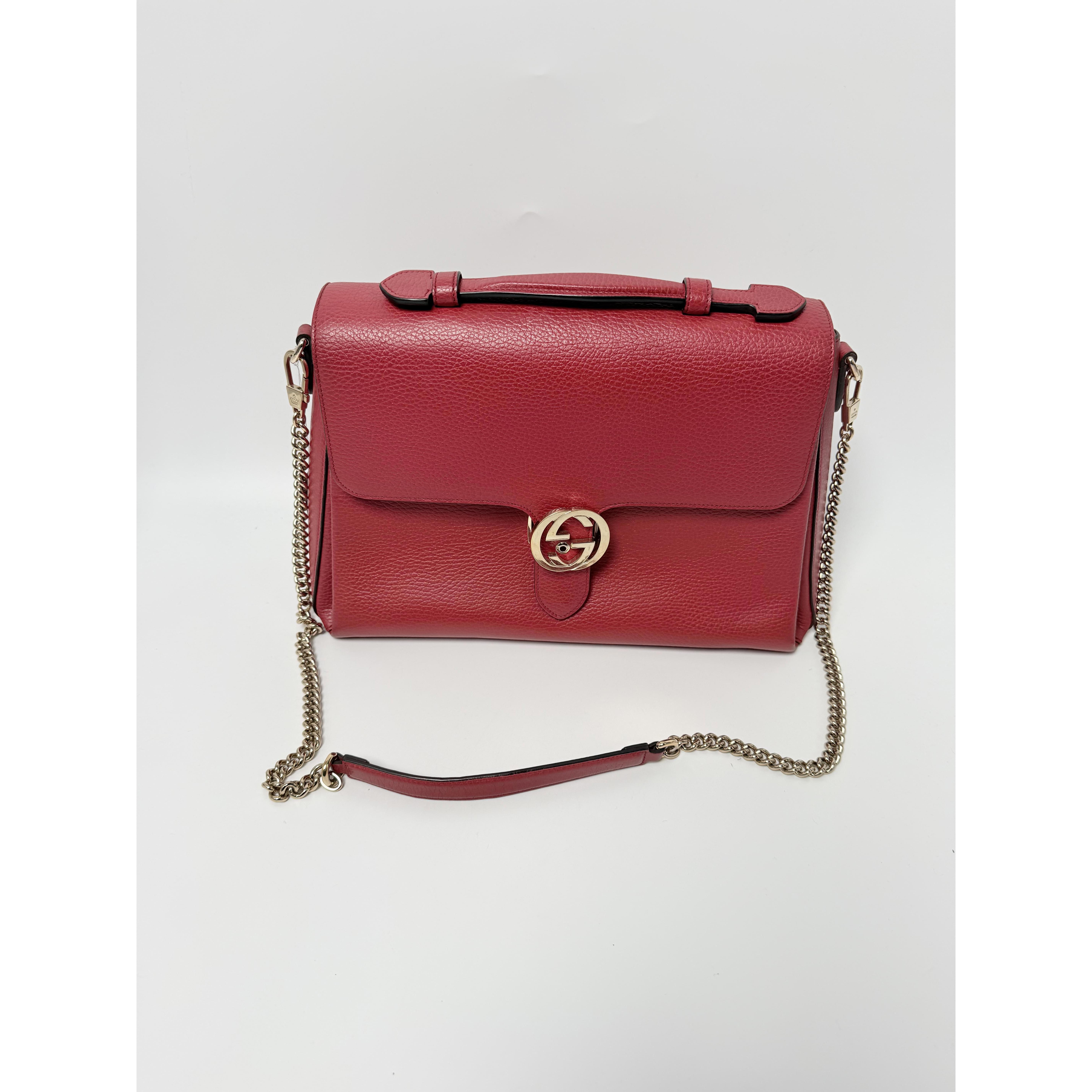 Pre-owned GUCCI gg leather Shoulder Bags GUCCI Interlocking G Top Handle Crossbody Handbag Shoulder Bag JD039GG