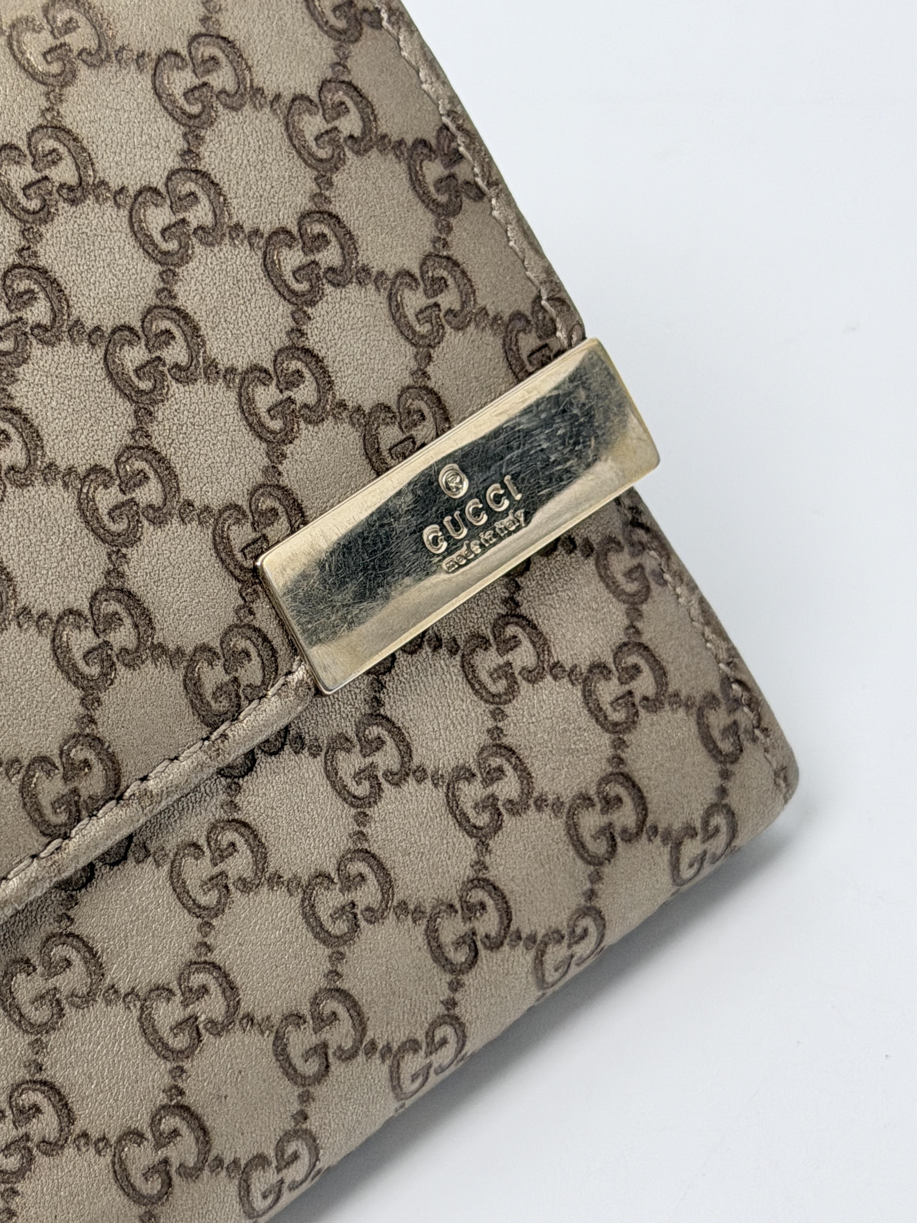Metal Bar GG Canvas Continental Long Flap Beige Brown JD1547GG