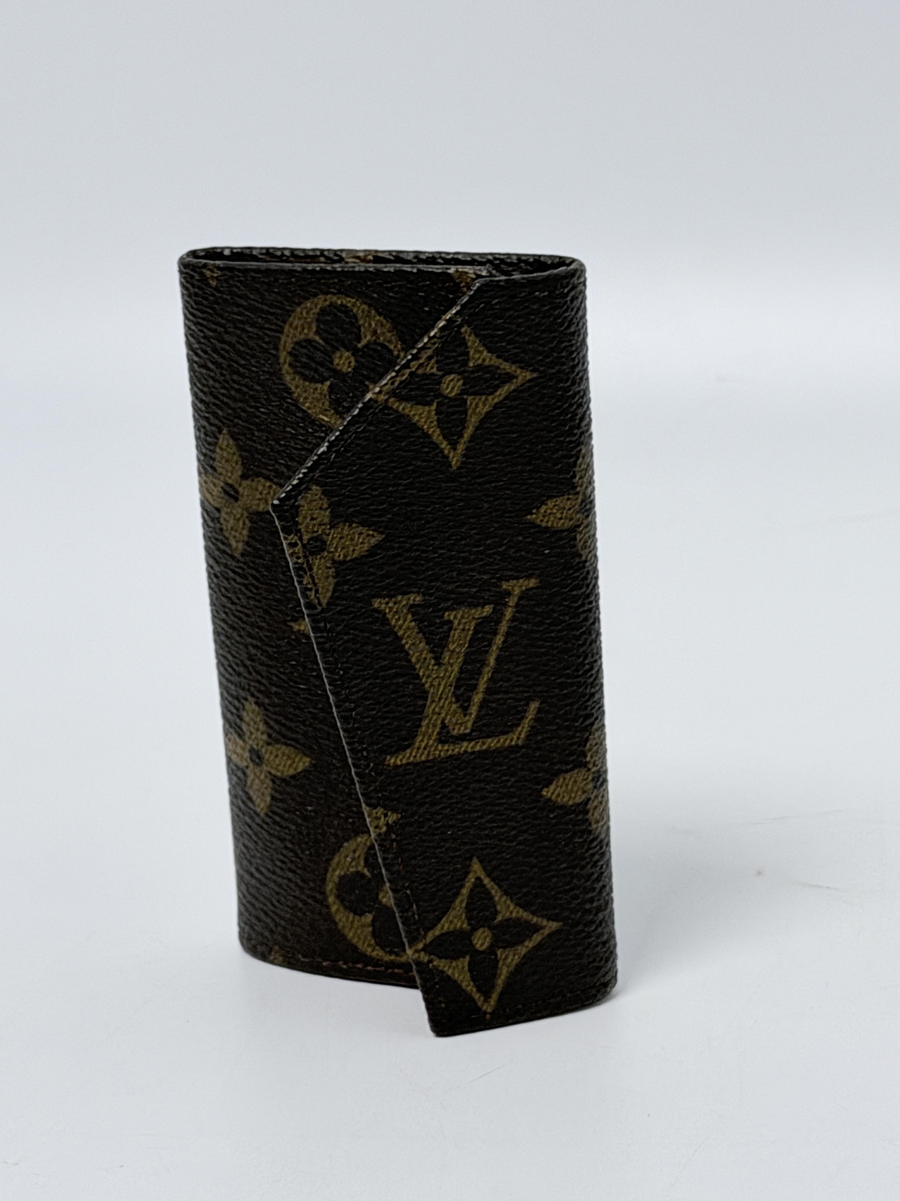 Monogram 6 Key Case Holder Brown Leather Gold HW JD1136LV