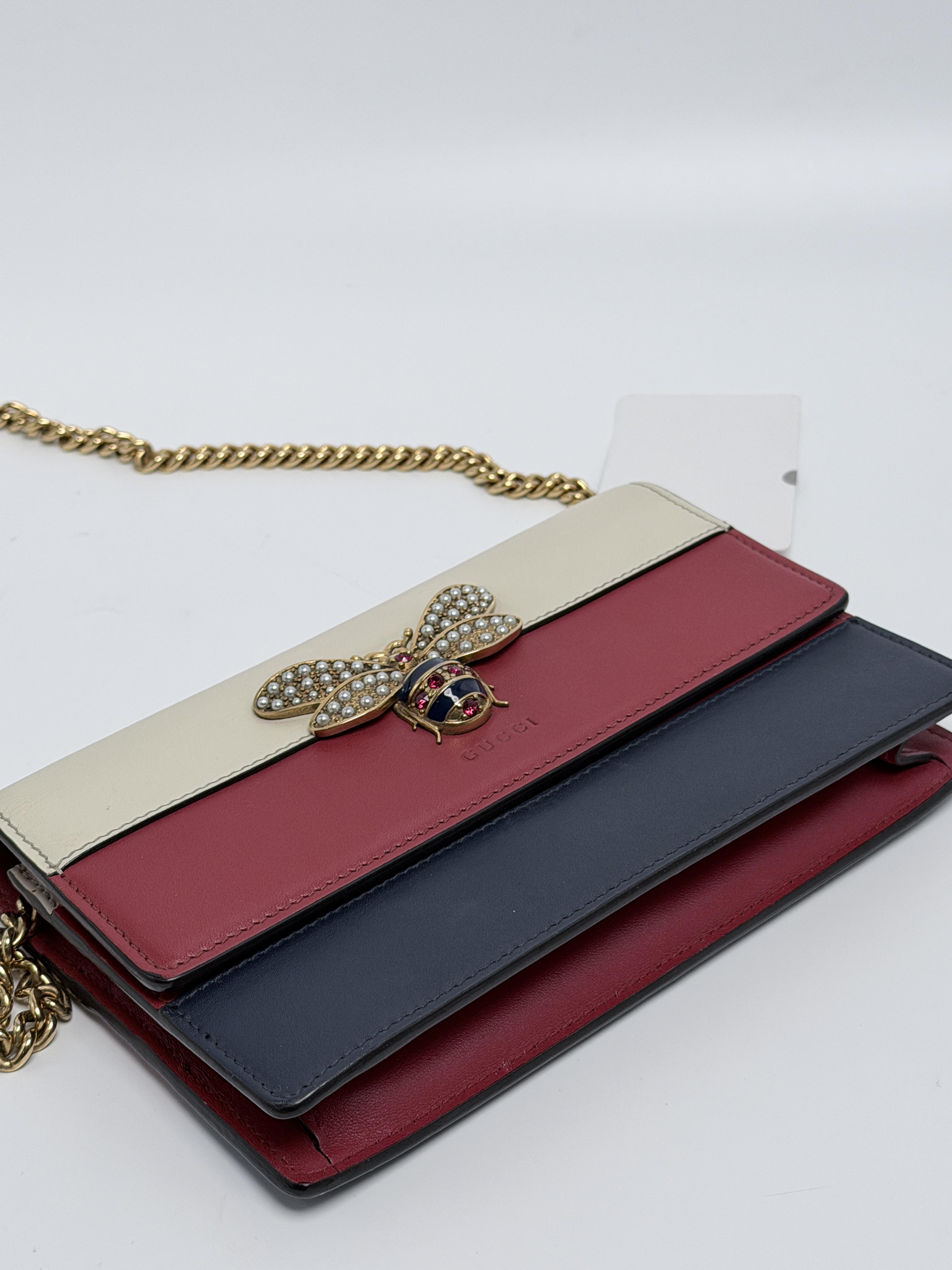 Pre-owned GUCCI Leather Shoulder Bags Queen Margaret Wallet on Chain Crossbody Bag Shoulder Clutch ZS006GG
