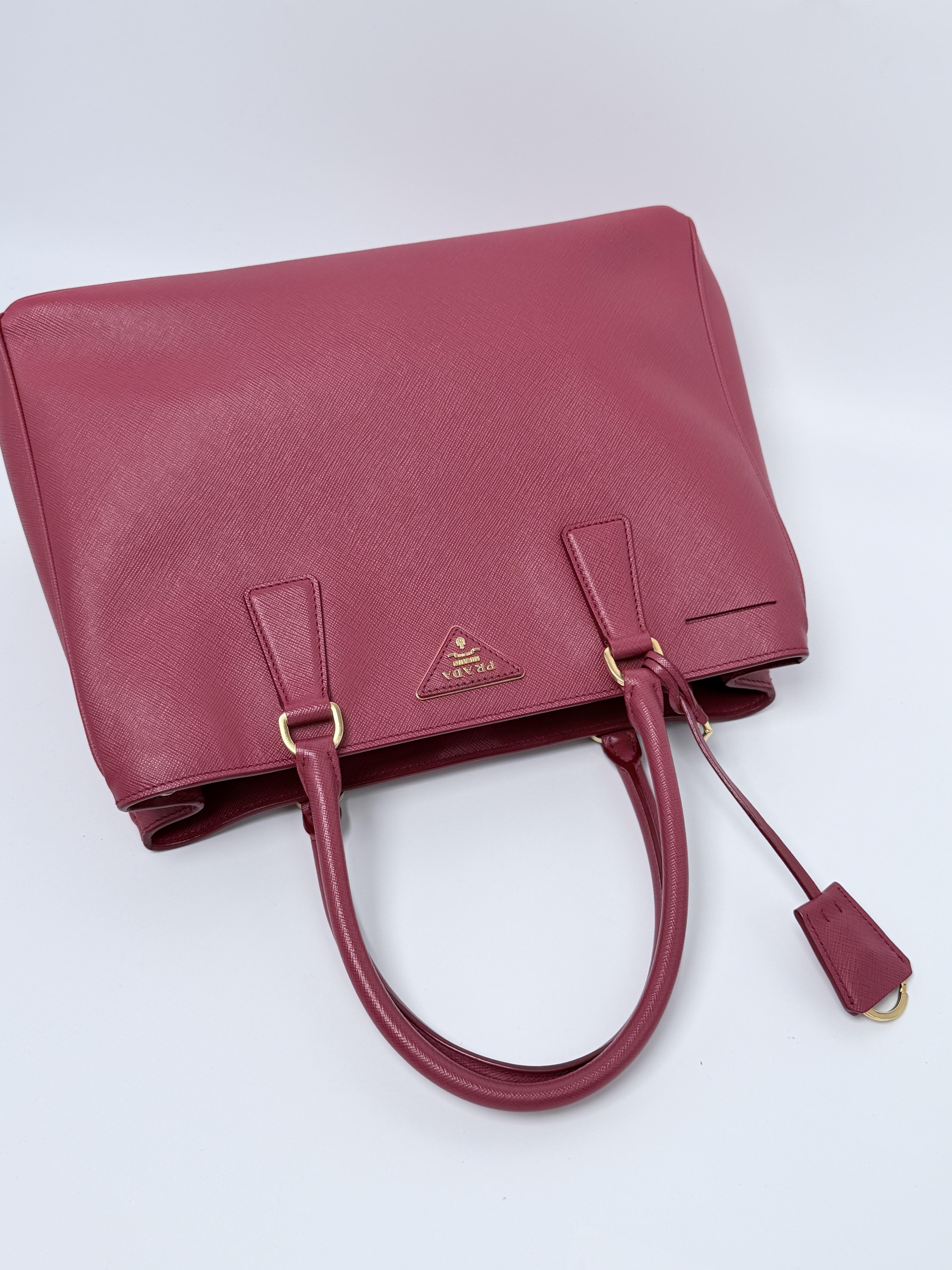 Pre-owned PRADA Leather Crossbody Bags Saffiano Lux Double Zip Tote JD061PR