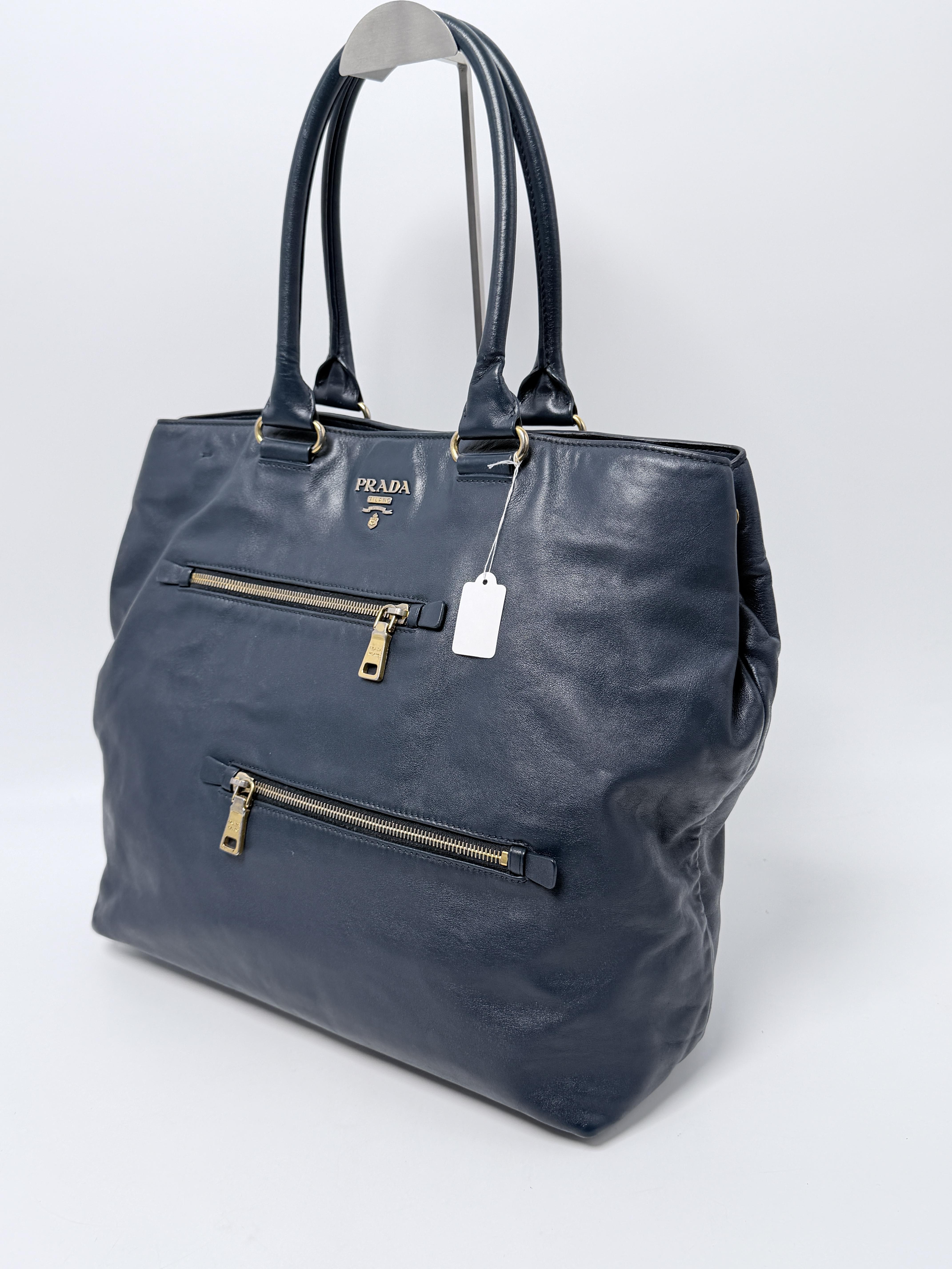 Baltico Blue Leather Double Front Zip Large Hobo Tote Bag GHW JE680PD