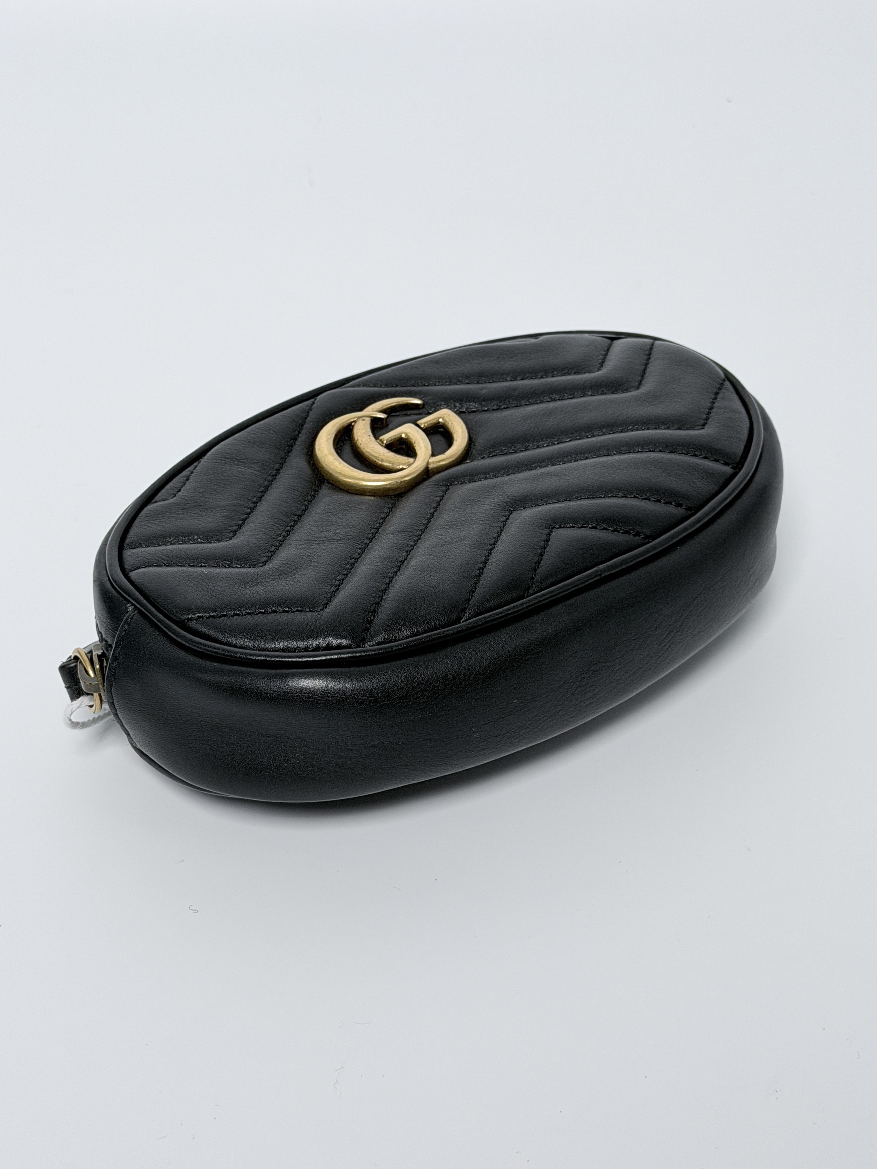 Pre-owned GUCCI Leather Belt Bags authentic Marmont matelassé belt bag P002GG
