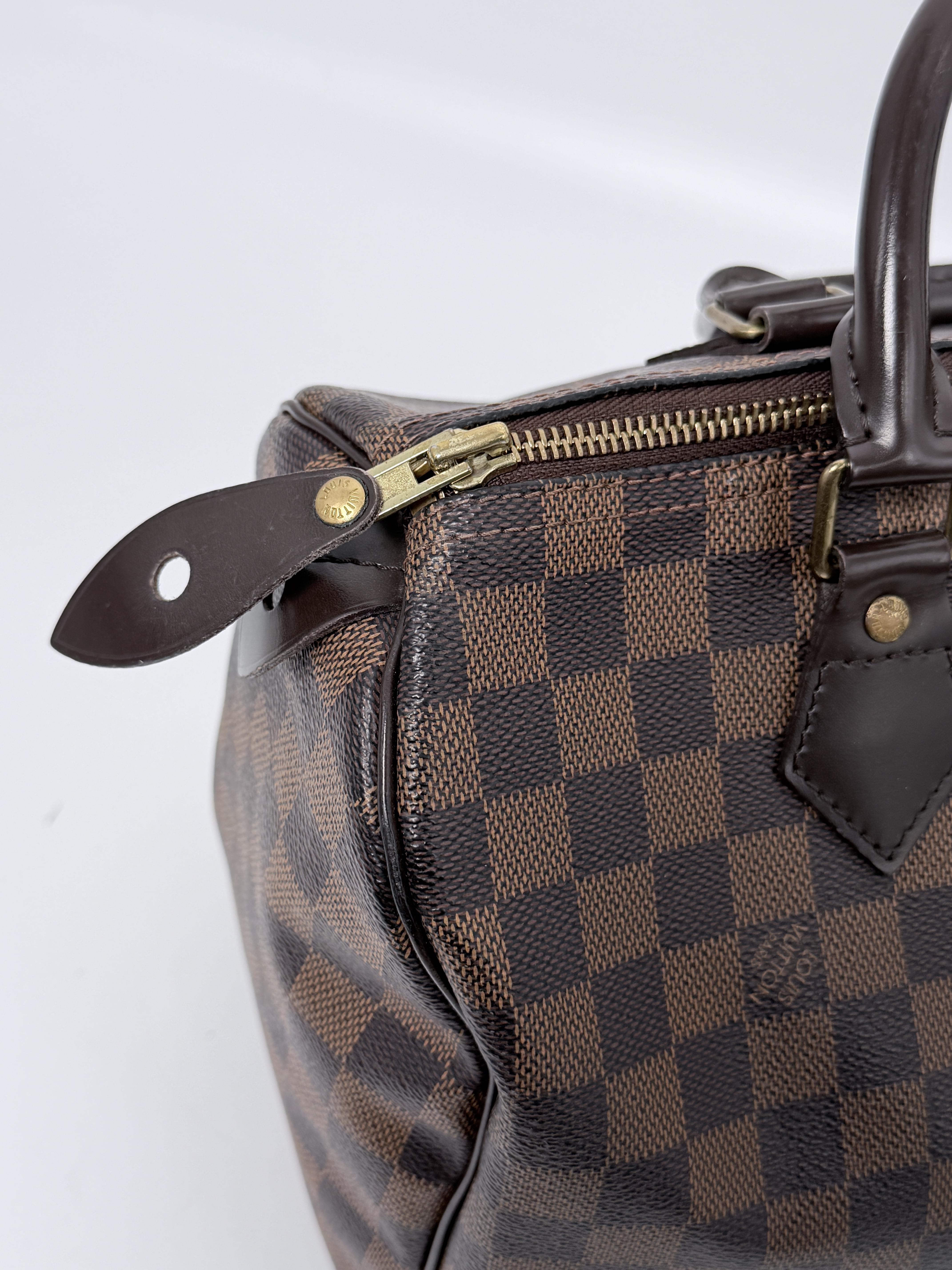 Pre-owned Louis Vuitton Canvas Shoulder Bags Damier Ebene Speedy 30 Shoulder Handbag Top handle Bag JA801LV