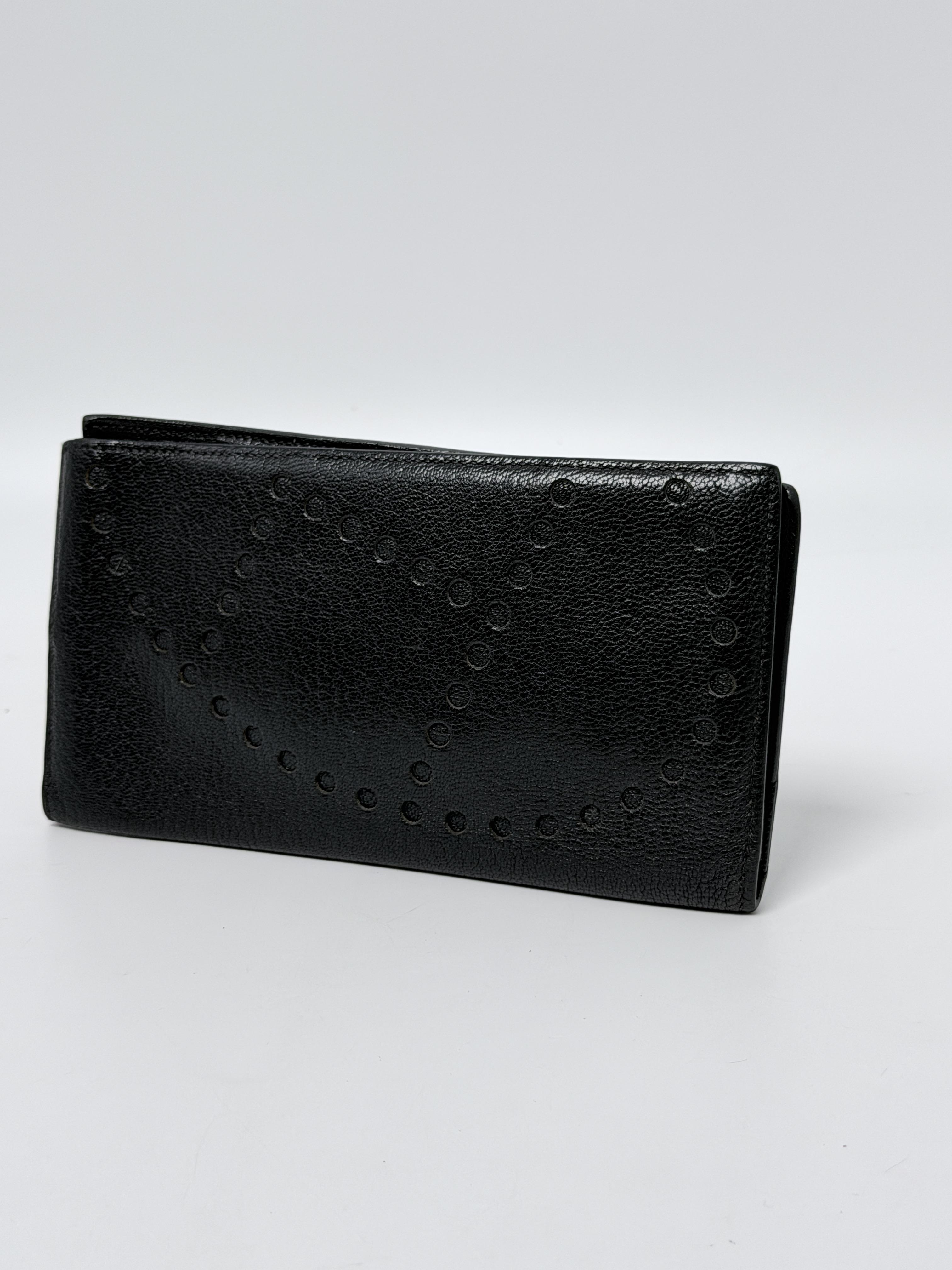 Luxury Black Chevre Evelyne Perforated Bifold JE708HH