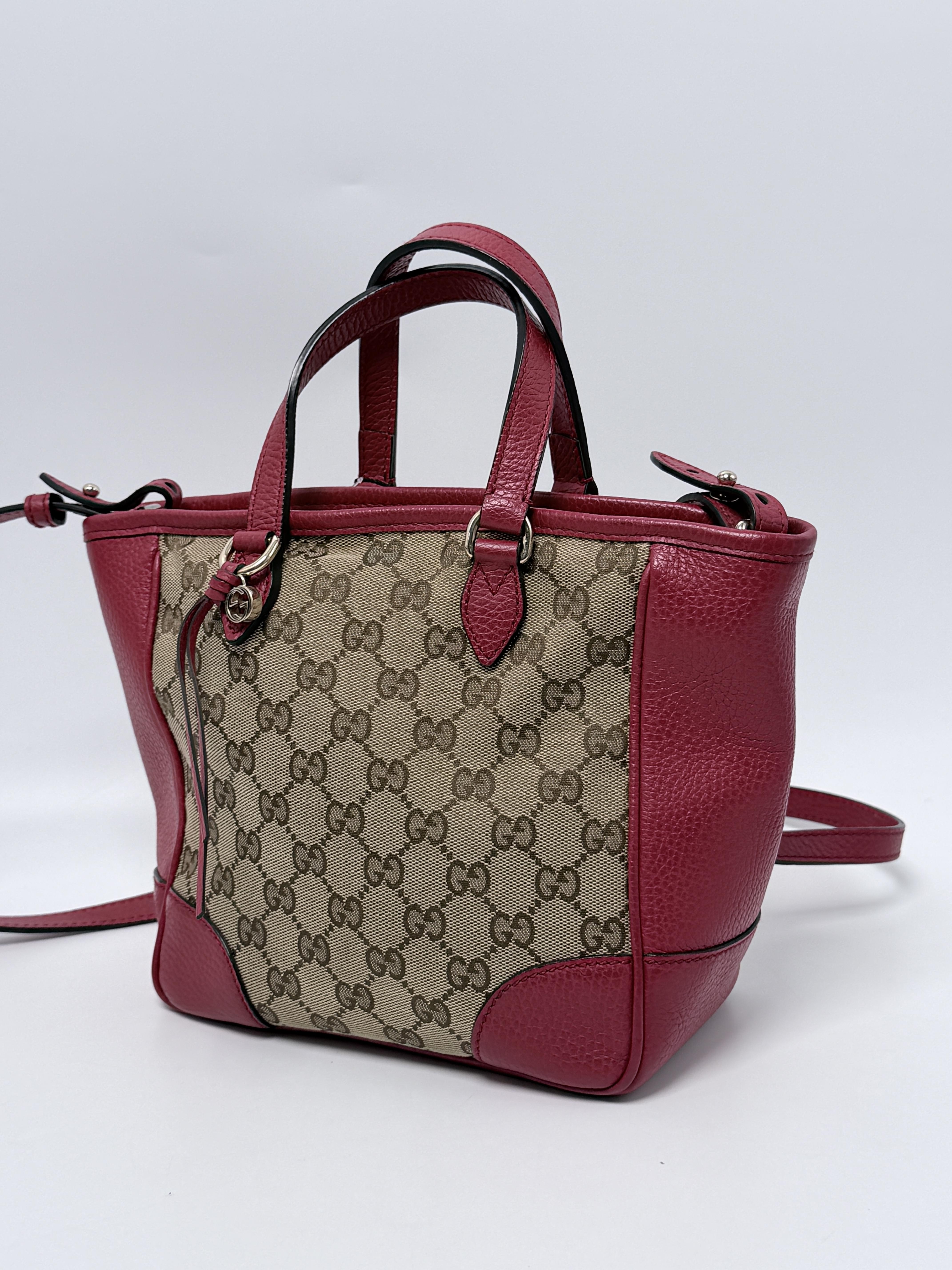 GG Canvas Small Bree Tote Bag with Red/Pink Trim XU012GG