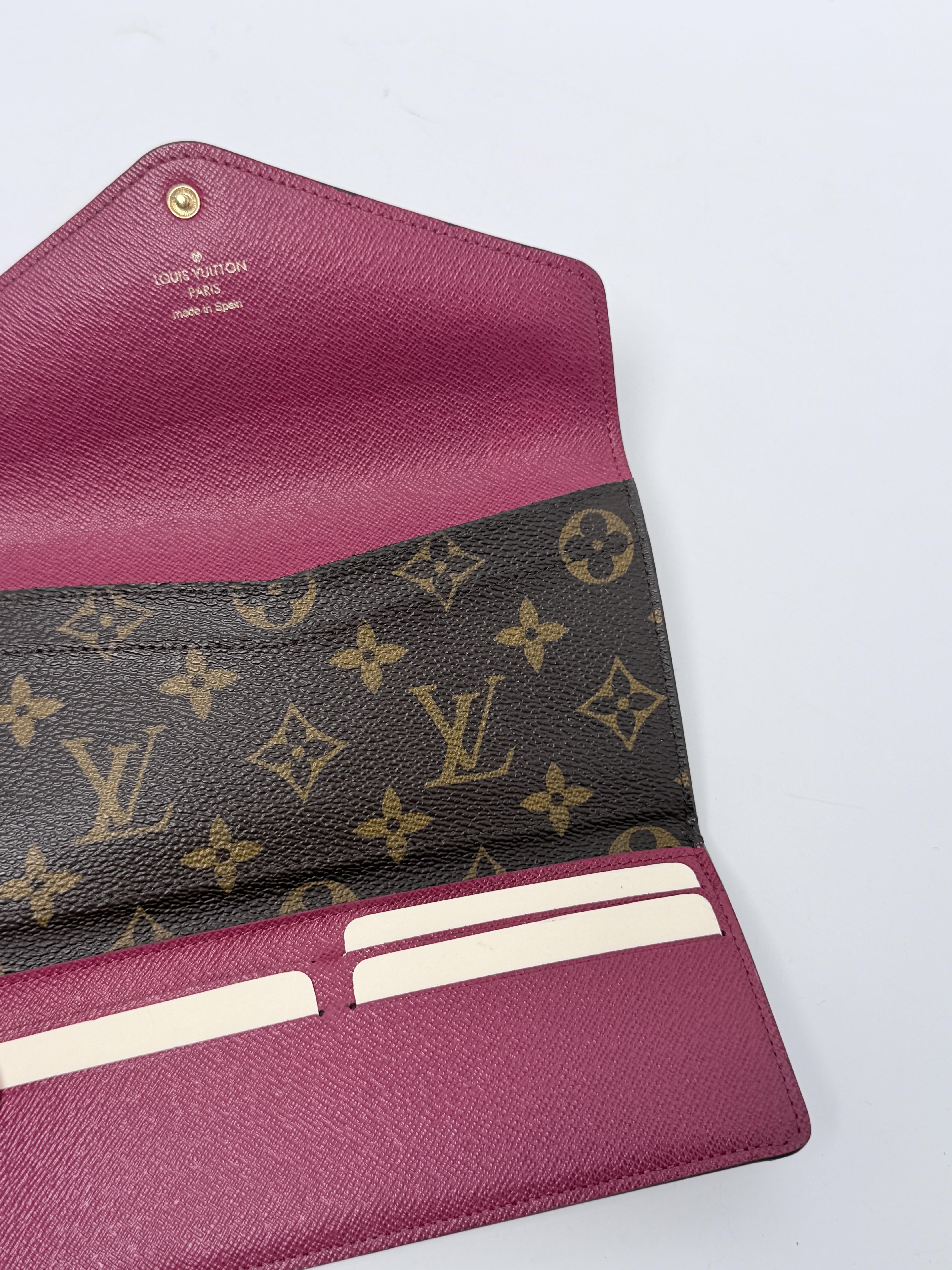 Josephine Fuchsia Pink Monogram Long Envelope Flap Wallet JD1185LV