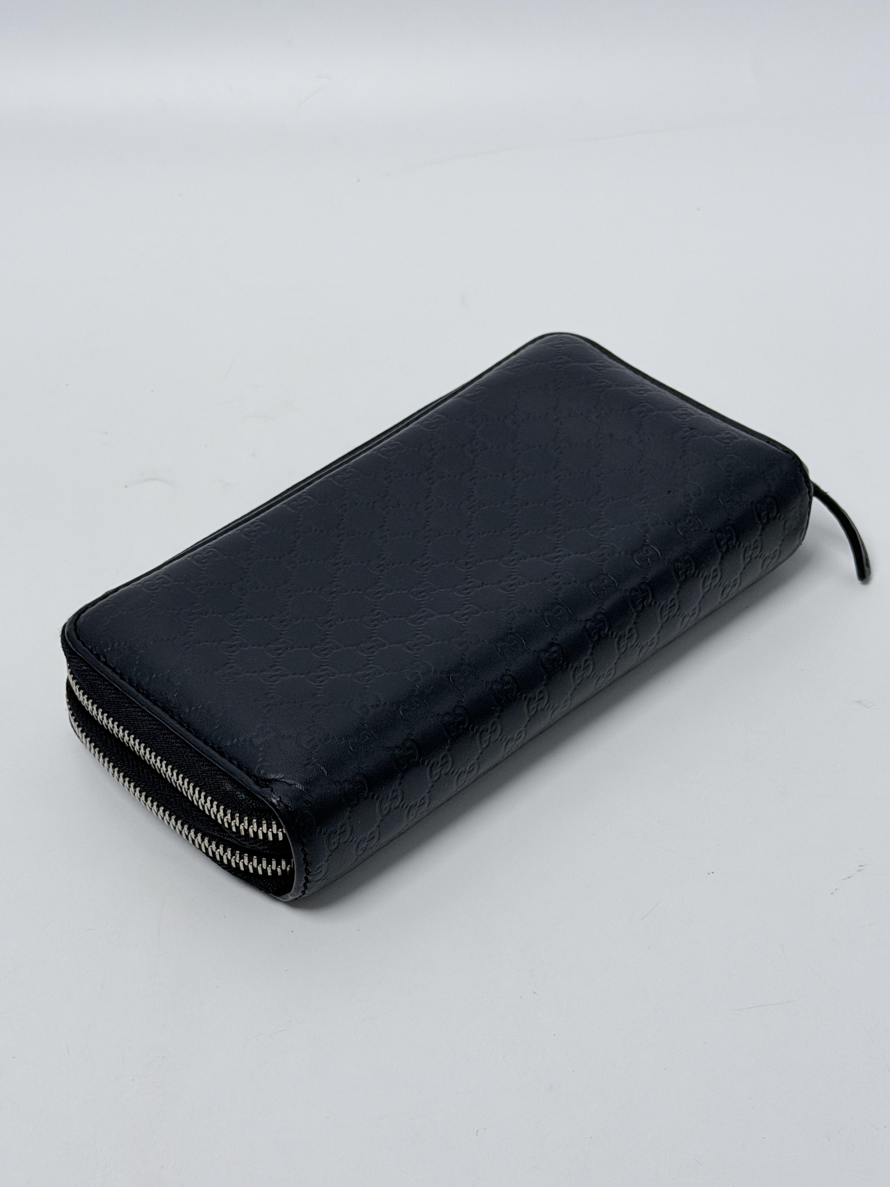 Microguccissima Black Zip Around Continental Long Wallet JD1421GG