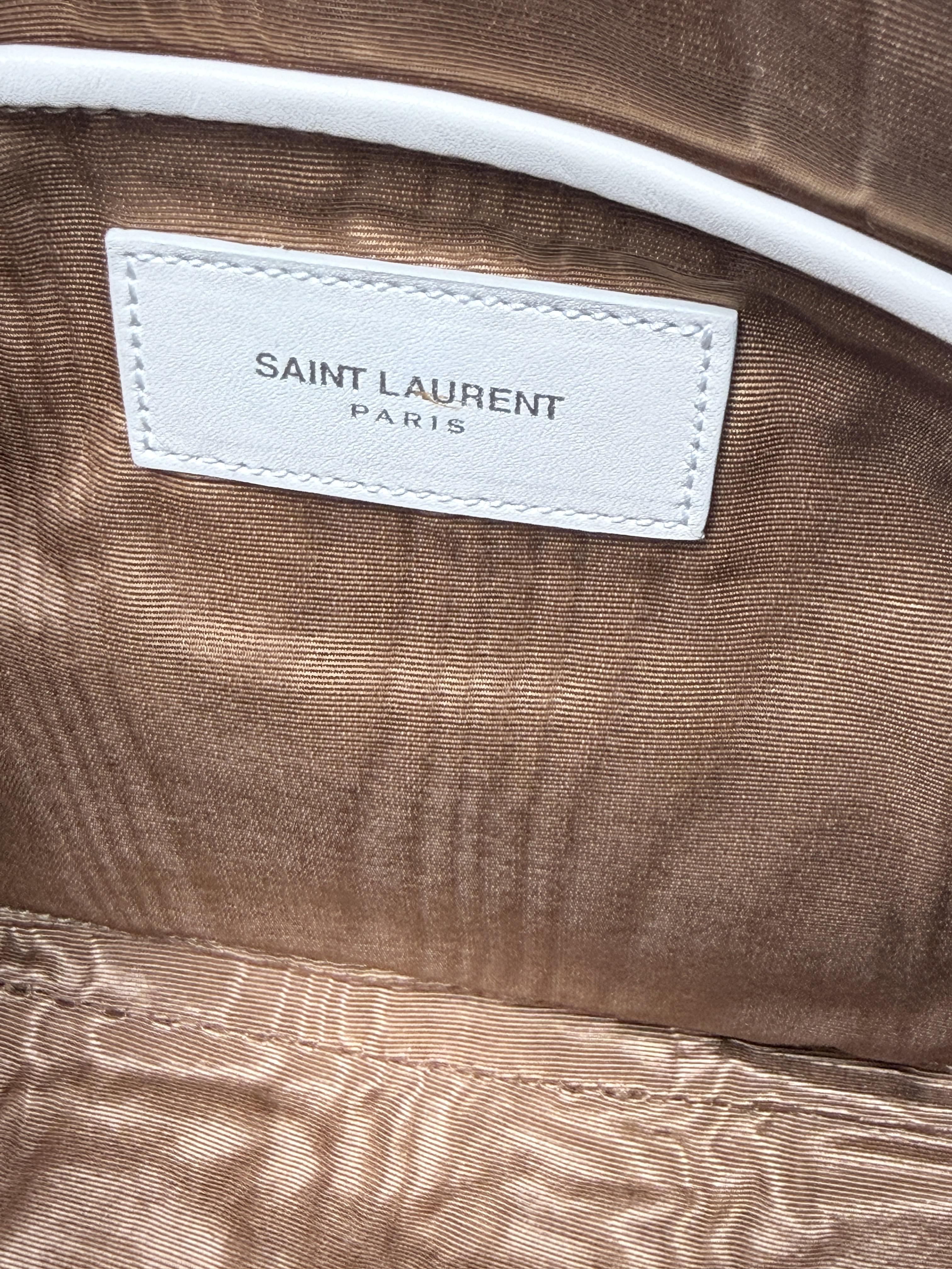 Saint Laurent Lock Baby Duffle Bag White Smooth Crossbody Satchel JD1218Y