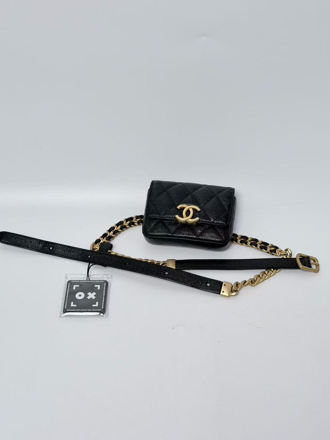 Framing Chain Quilted Grained Caviar Mini Flap Bag HB001CC
