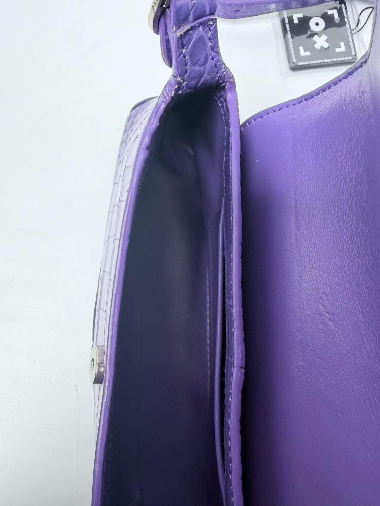 XX Small Crocodile Embossed Flap Shoulder Bag Purple HB001BB