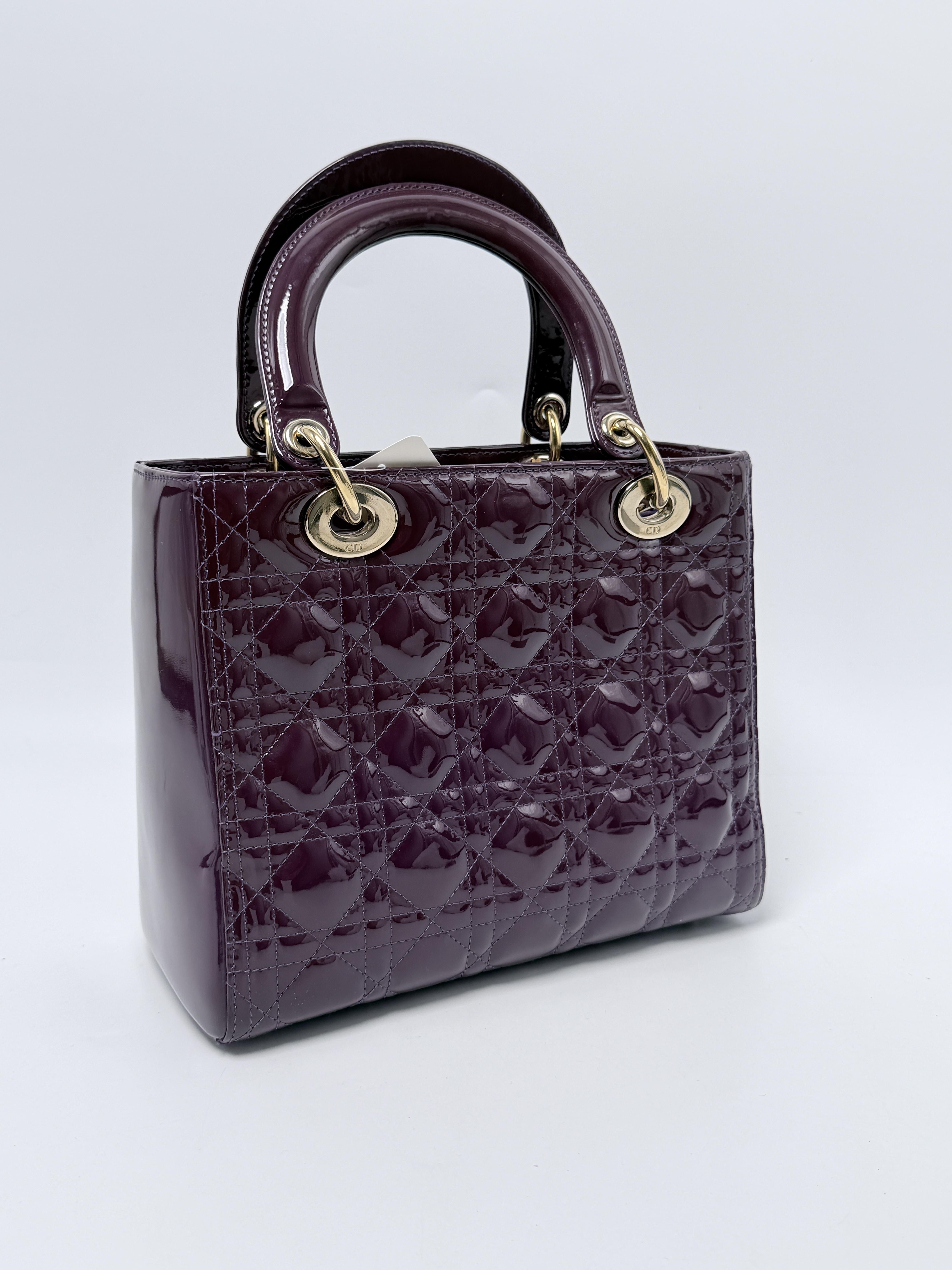 Christian Patent Cannage Medium Lady Bag Purple HB007CD