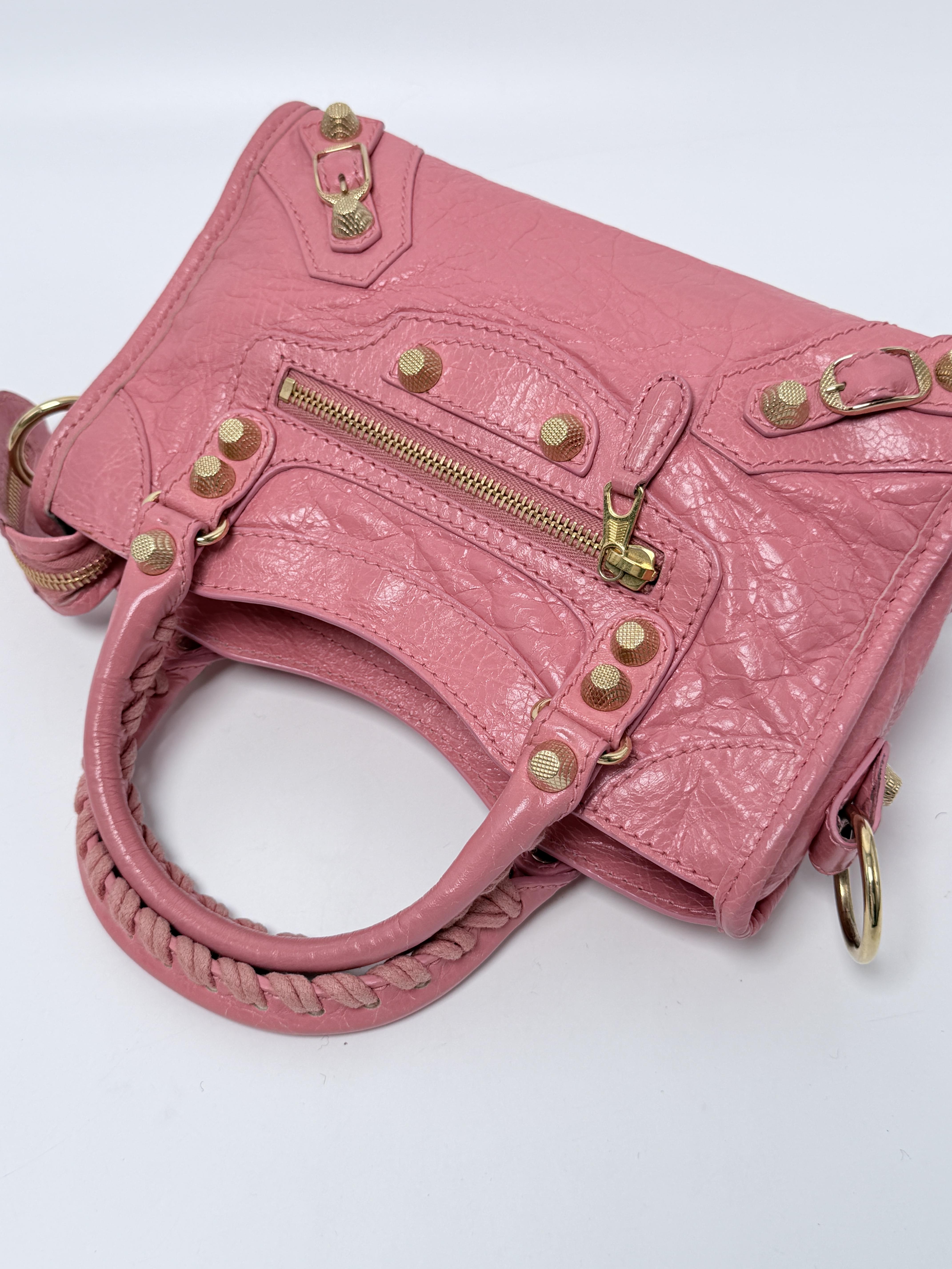 Lambskin Giant 12 Gold Mini City Crossbody Bag Pink P003BB