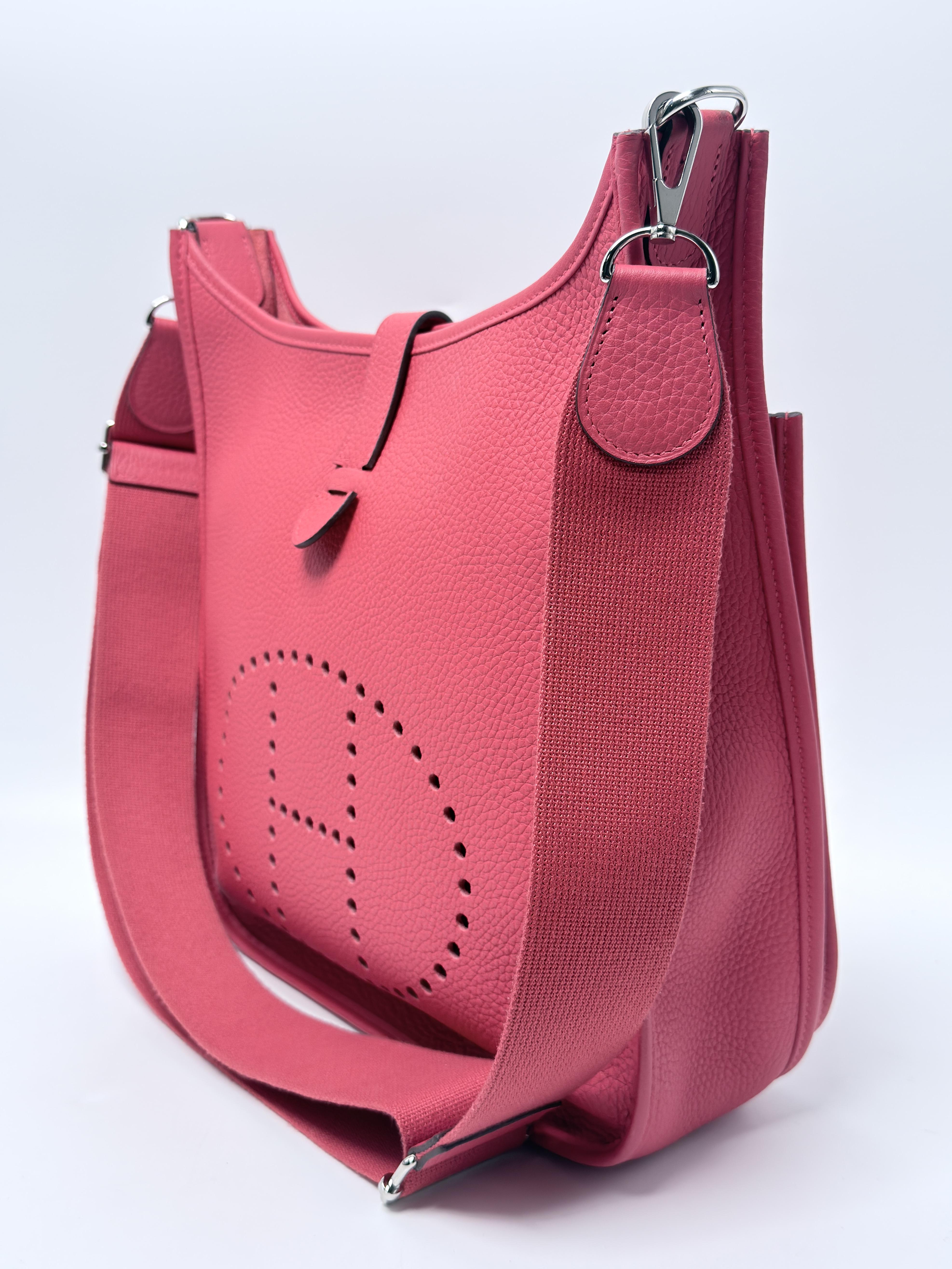 Hermes Evelyne III 29 PM Rose Extreme Clemence Silver Hardware HB001HM