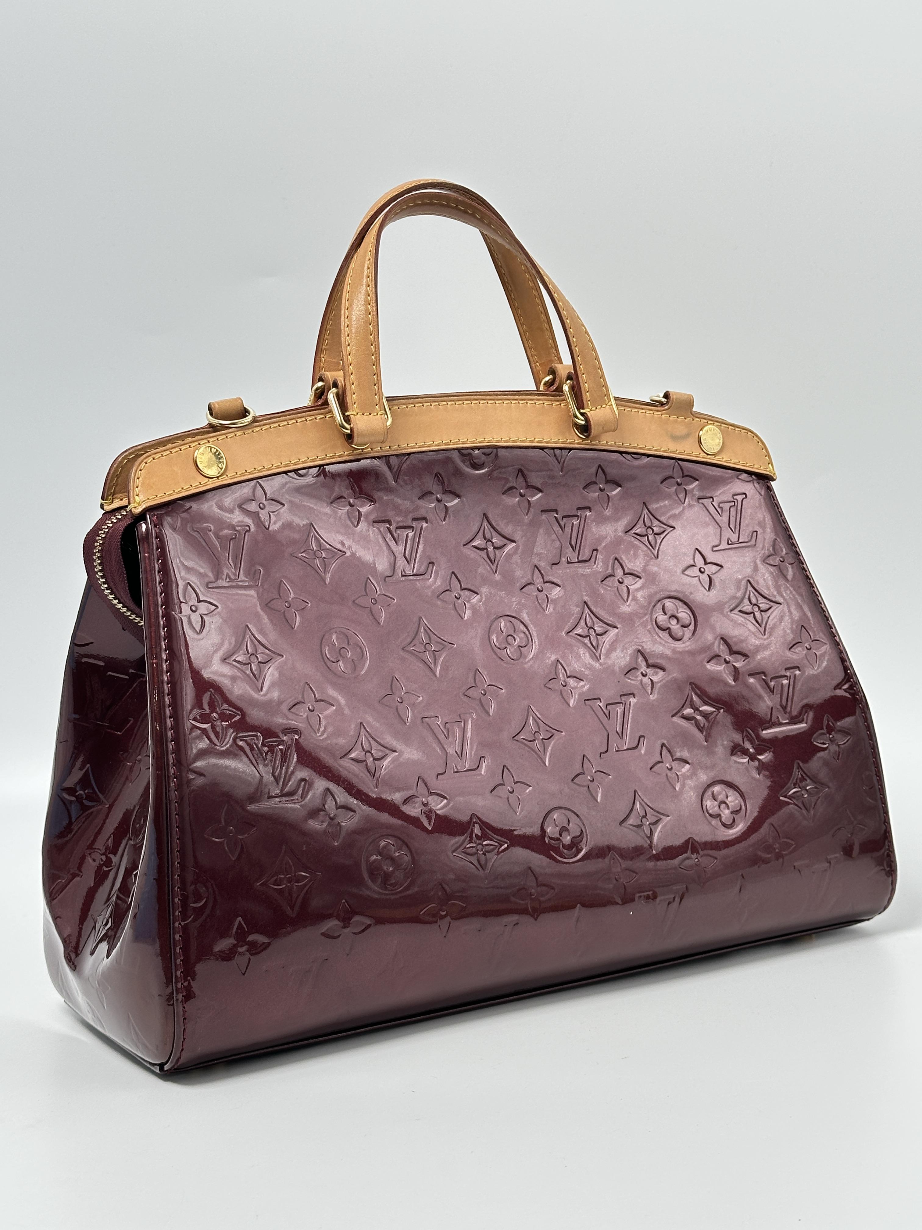 Amethyst Monogram Vernis Brea MM Top Handle Bag JA520LV