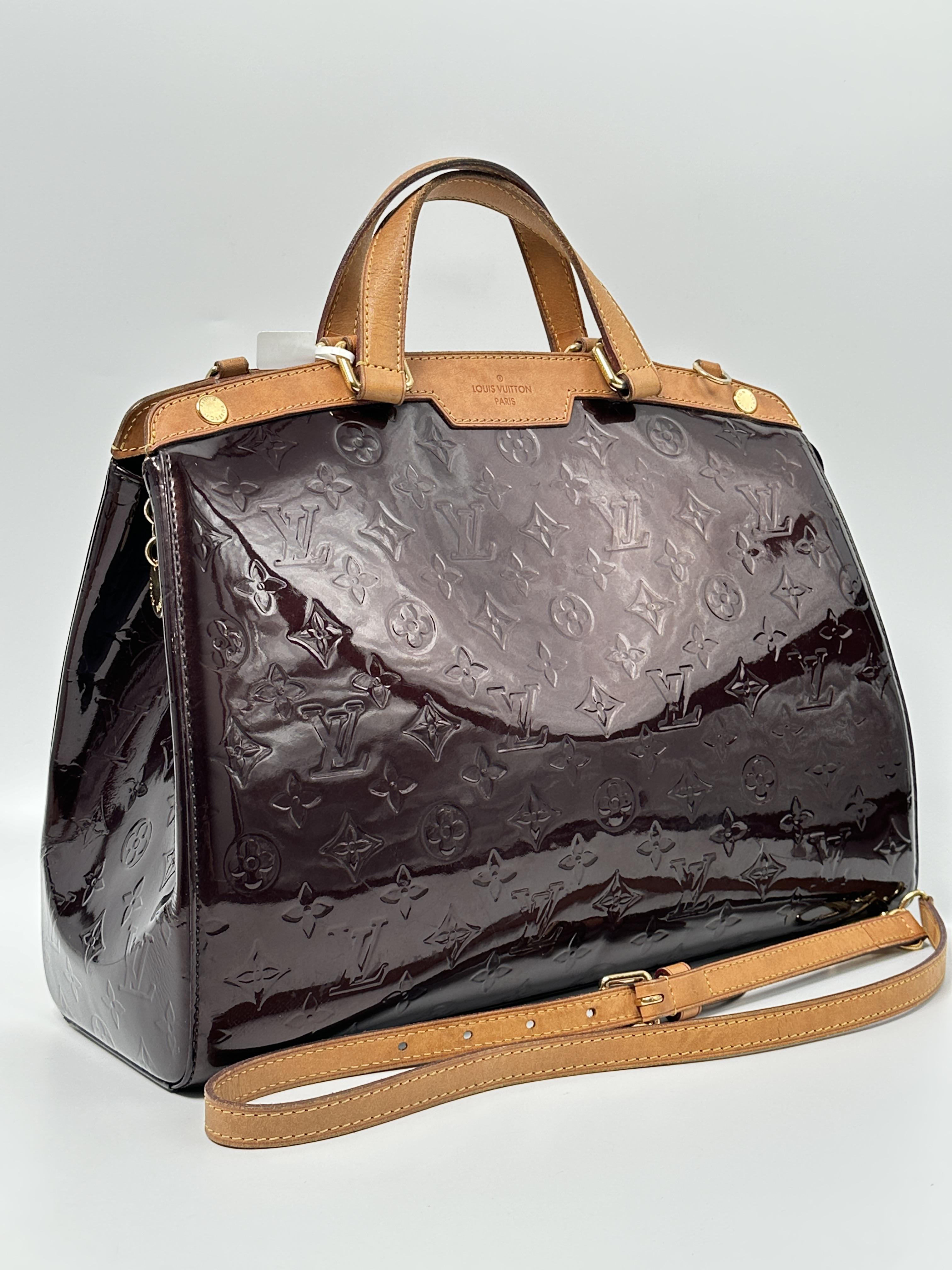 Pre-owned Louis Vuitton Leather Shoulder Bags Amarante Monogram Vernis Brea GM Shoulder Handbag With Strap JA656LV