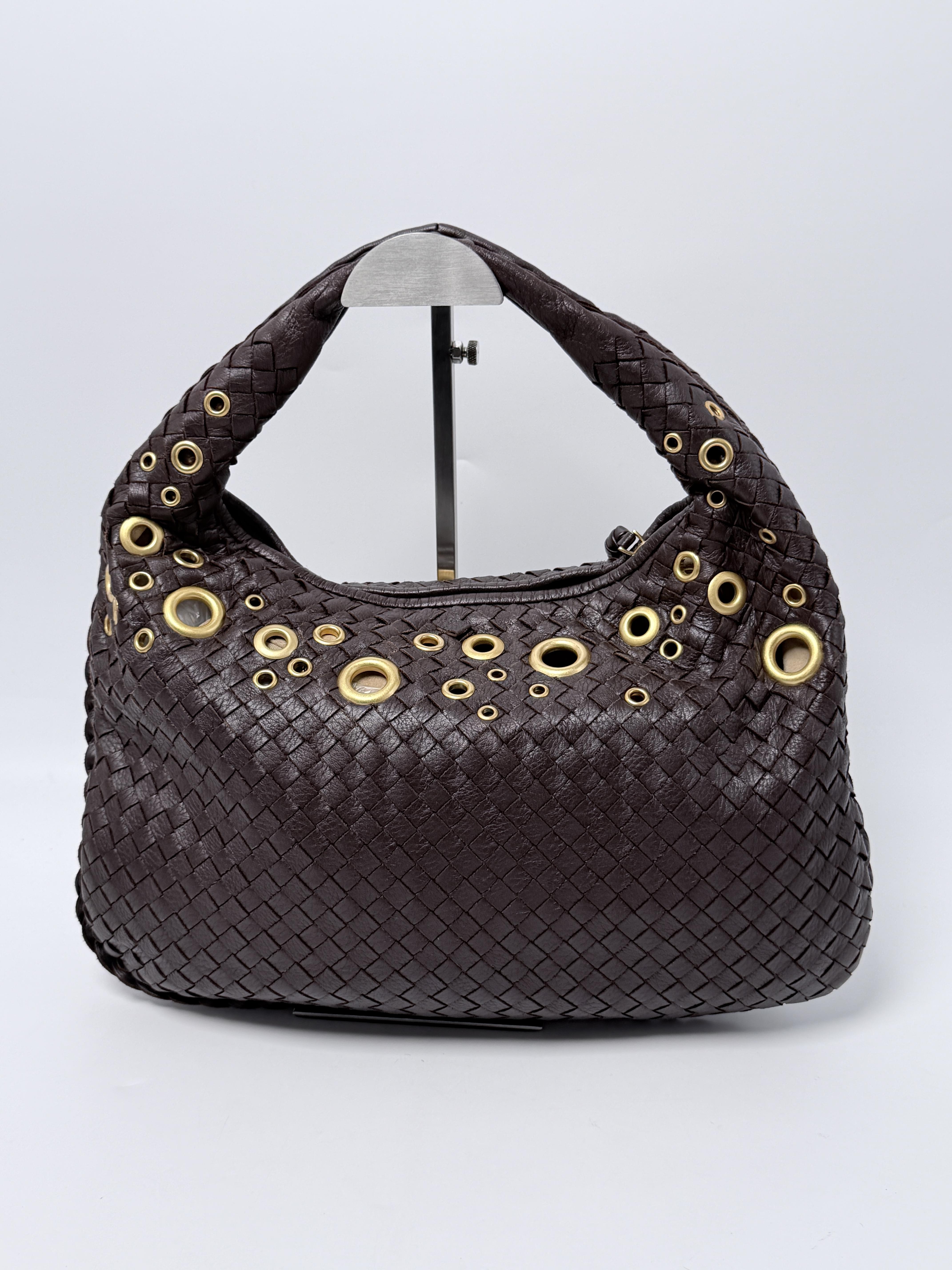Intrecciato Grommet Medium Veneta Hobo Bag Studded Pouch JP006BV