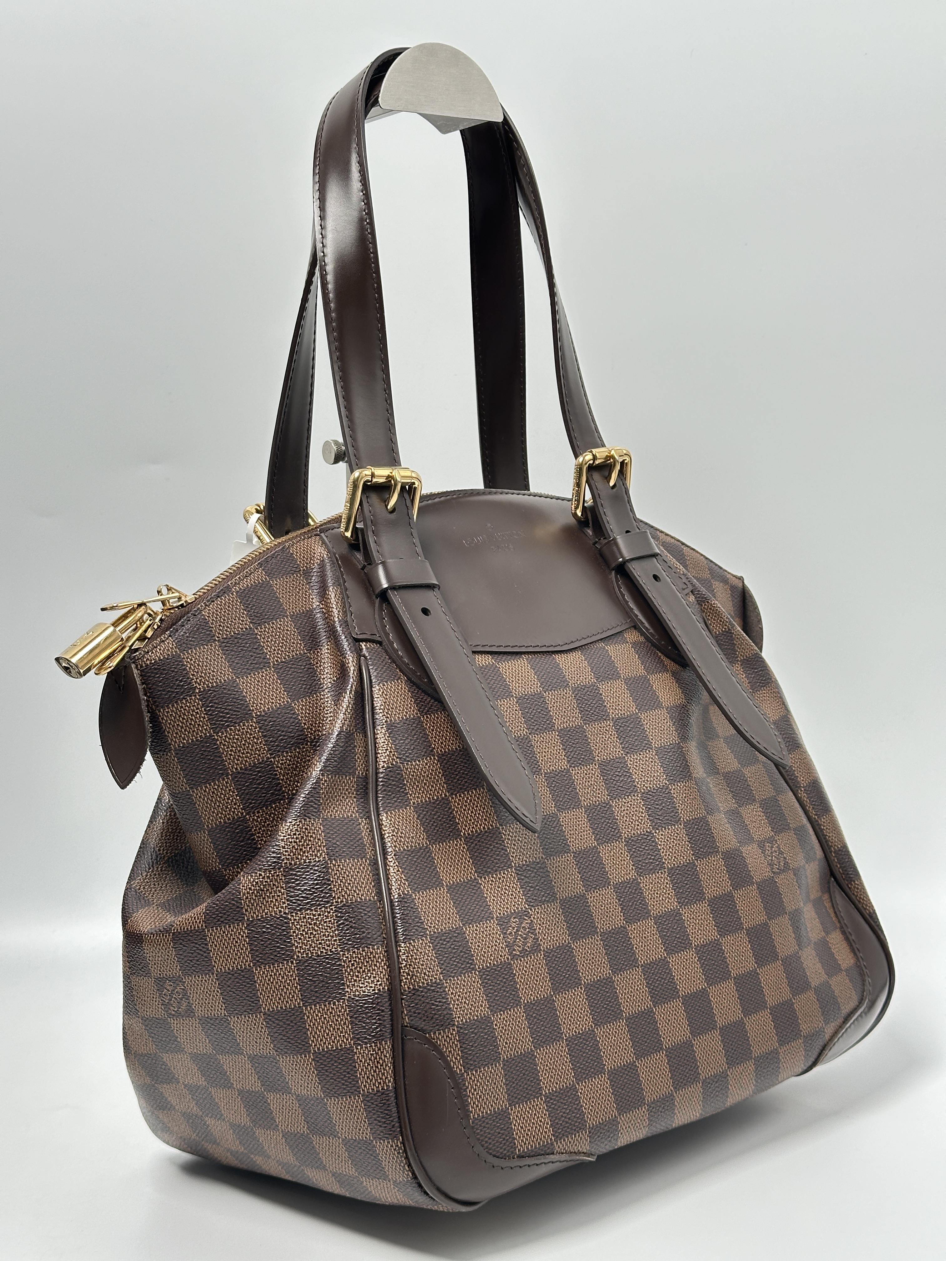 Leather Verona MM Damier Ebene Shoulder Bag JA587LV