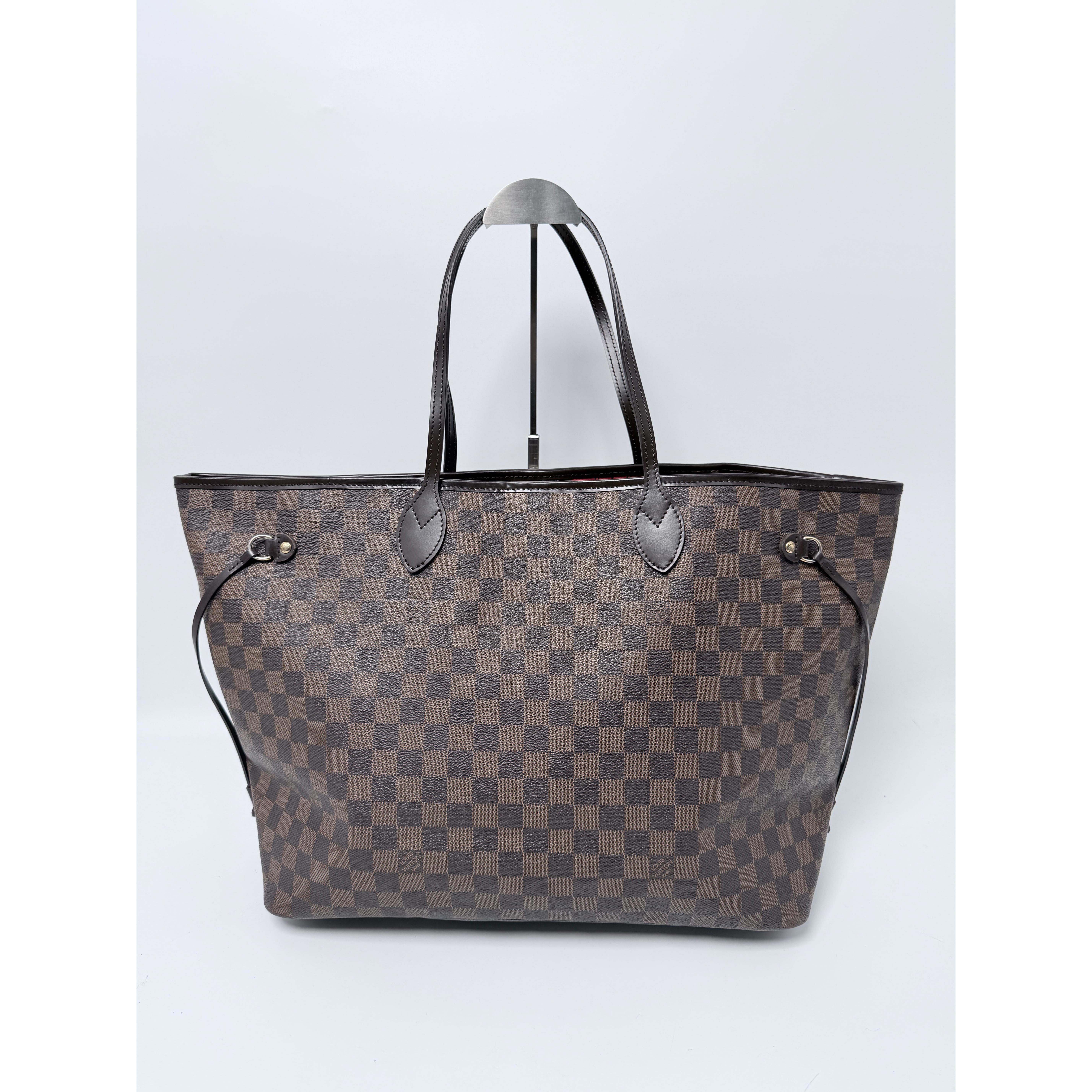 Pre-owned Louis Vuitton Canvas Tote Bags Damier Ebene Neverfull GM Shopper Tote Bag Top Handle Handbag JF02LV