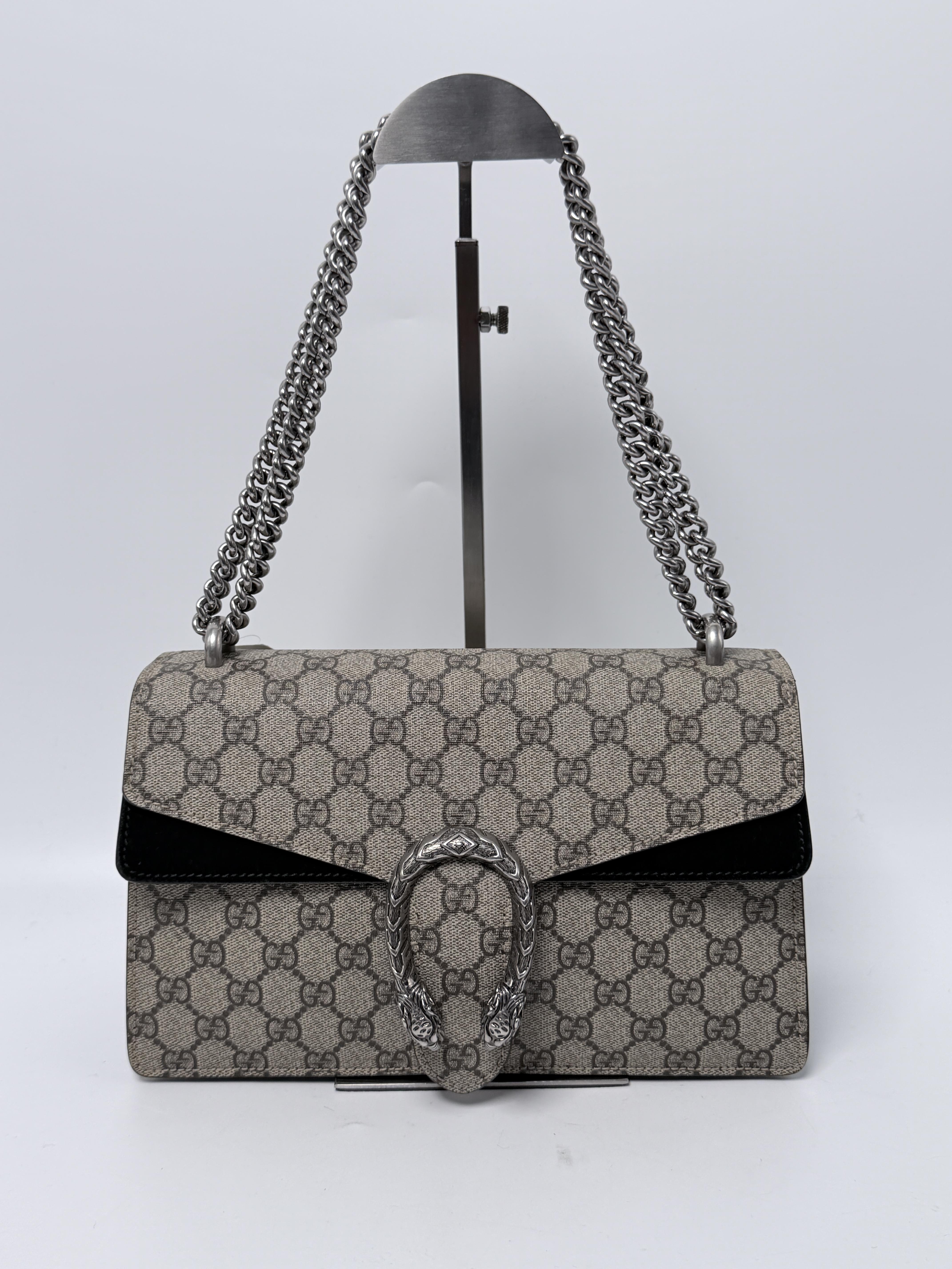 Dionysus Shoulder Handbag GG Supreme Black Suede Crossbody Bag ZS090GG