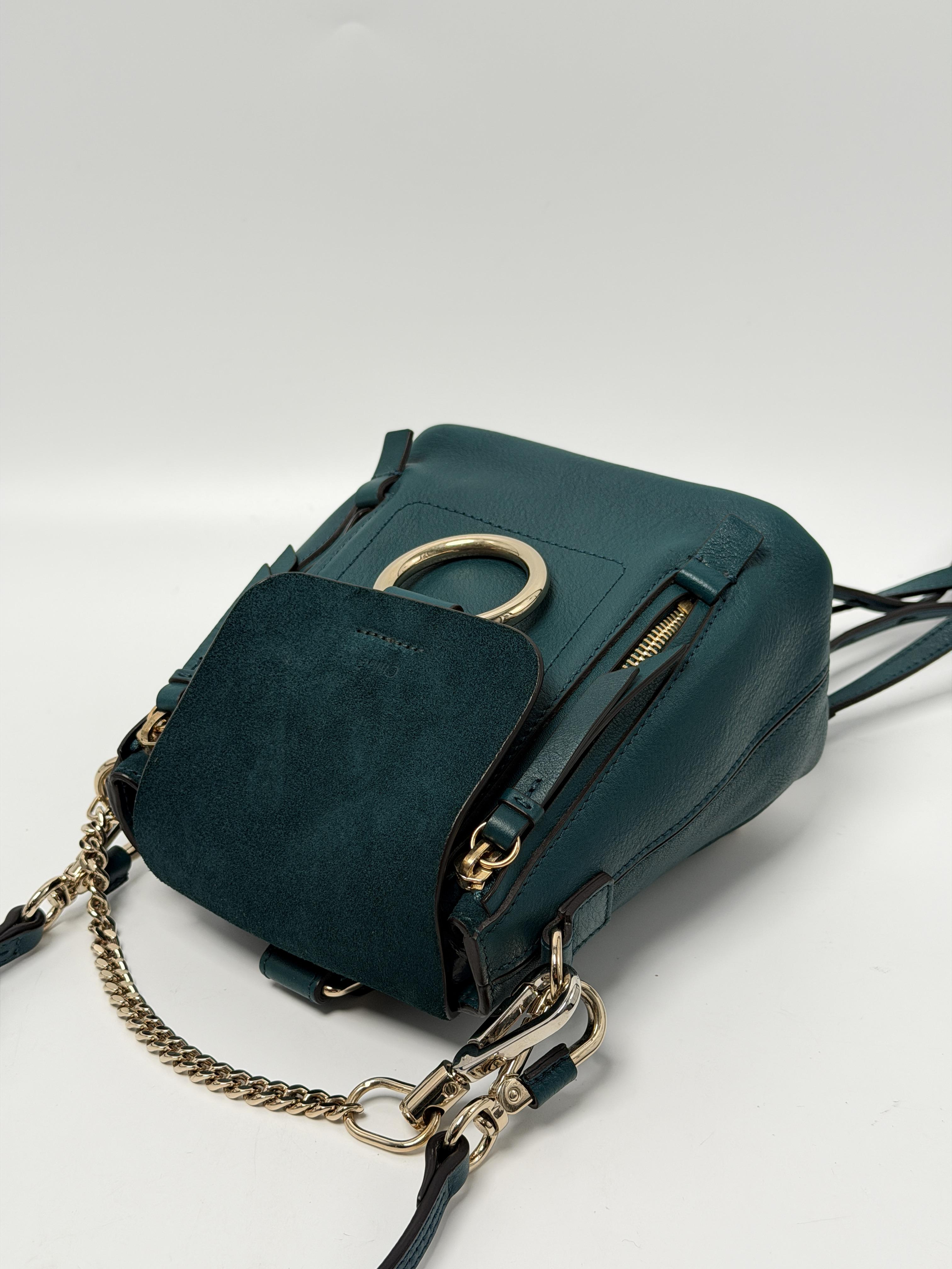 Faye Mini Suede Convertible Backpack Crossbody Bag Deep Teal Green JD1390CHL