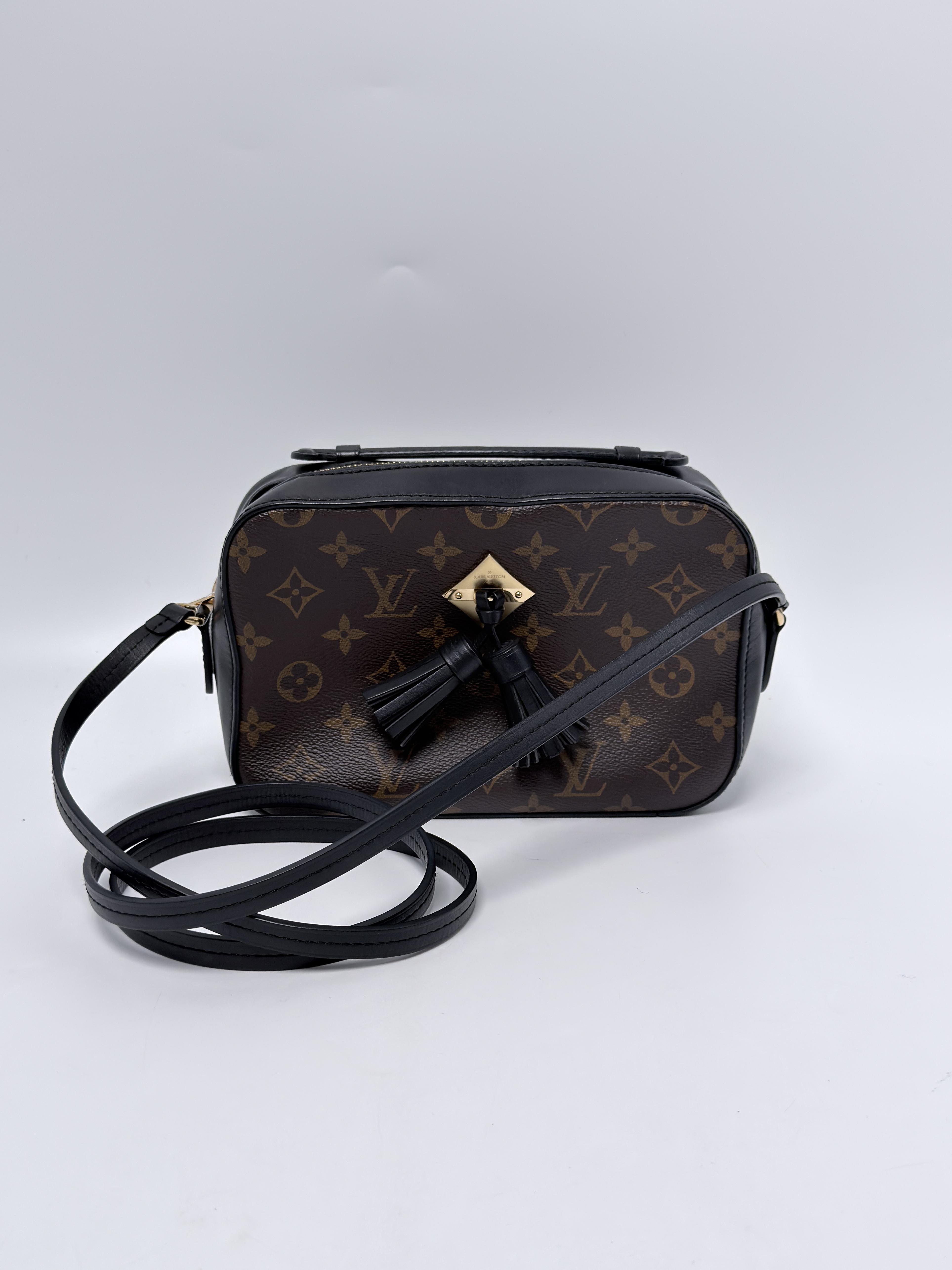 Monogram Noir Leather Saintonge Tassel Camera Crossbody Bag ZS105LV
