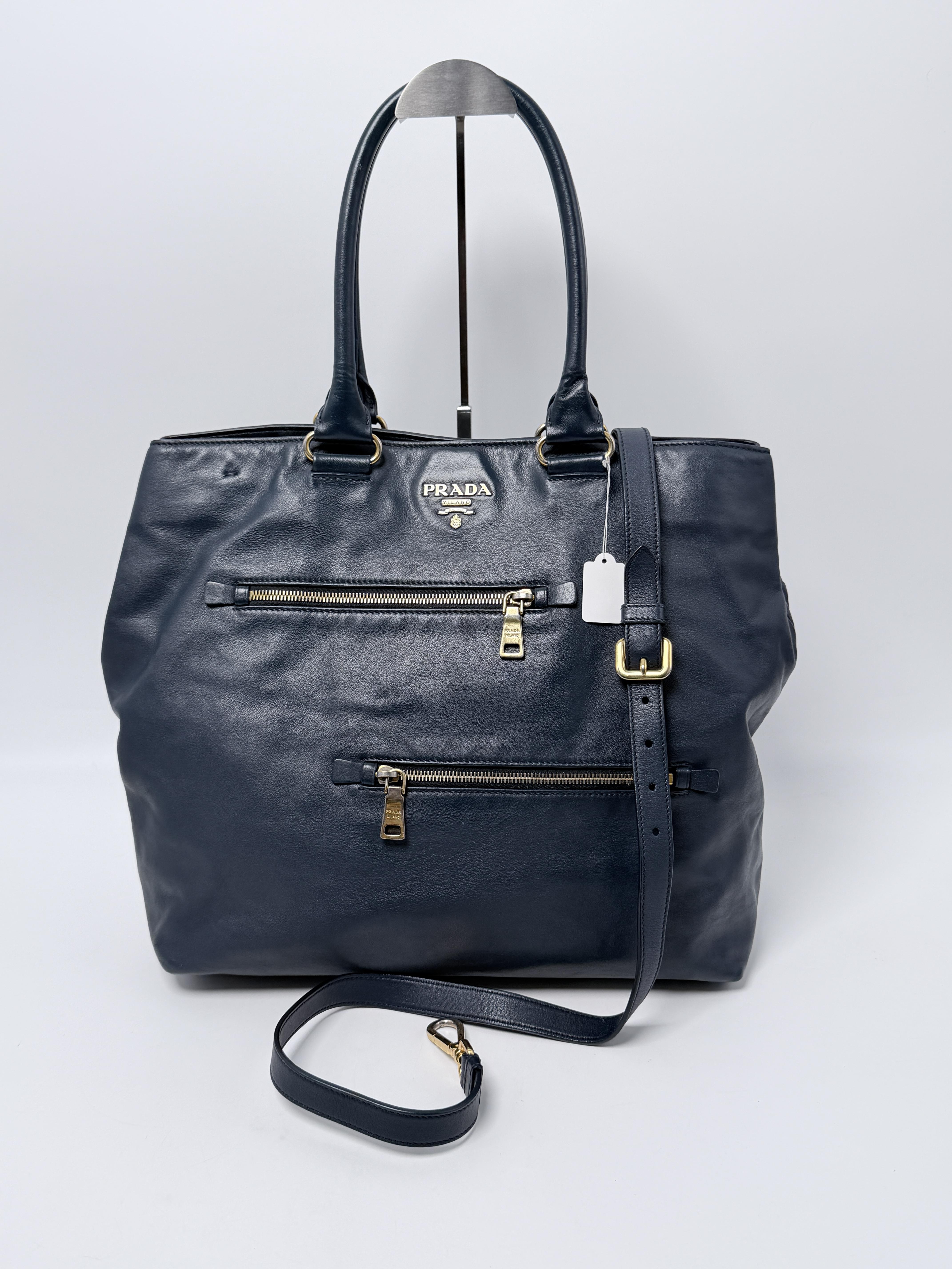 Baltico Blue Leather Double Front Zip Large Hobo Tote Bag GHW JE680PD