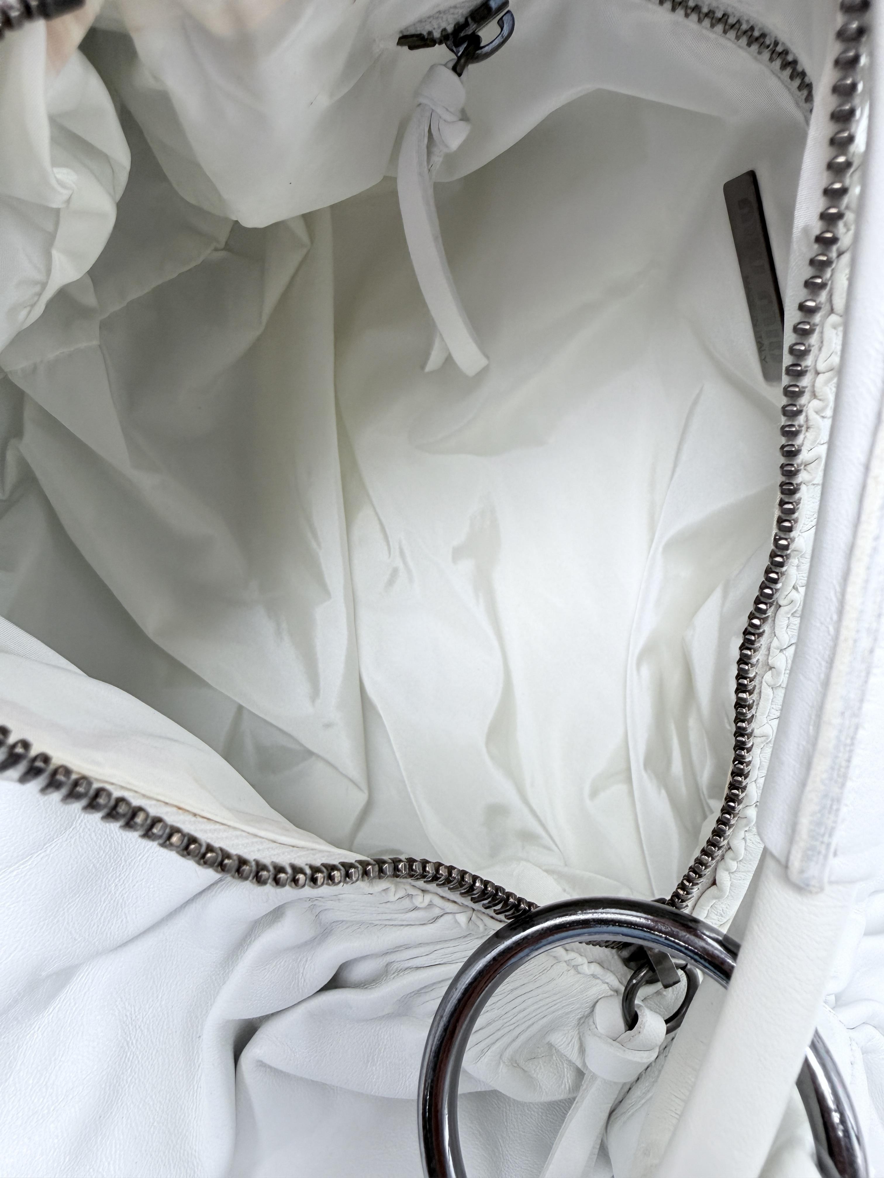 White Ruched Hobo Bag O Ring Handles Clutch Handbag JP003MM
