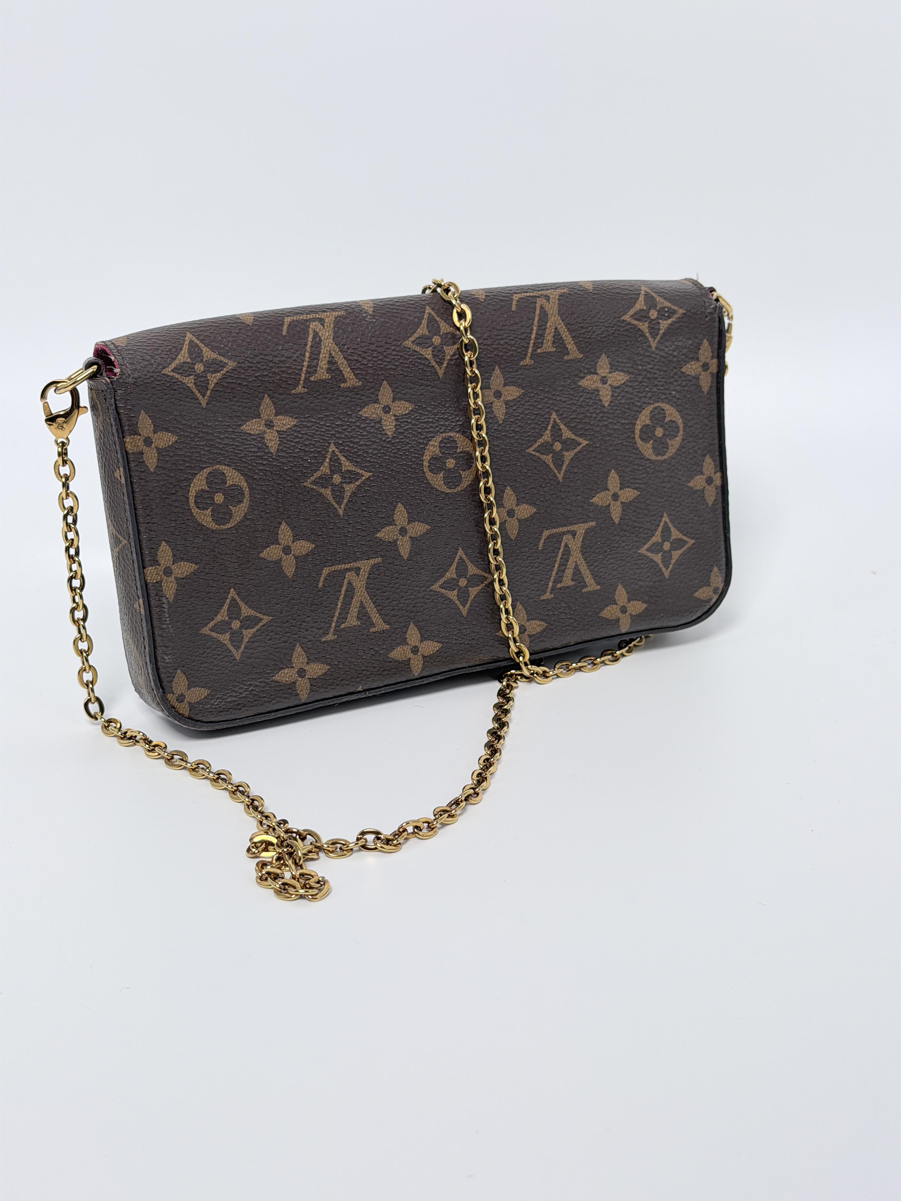 Pre-owned Louis Vuitton Canvas Shoulder Bags Authentic Monogram Pochette Félicie Chain Bag YMLV159