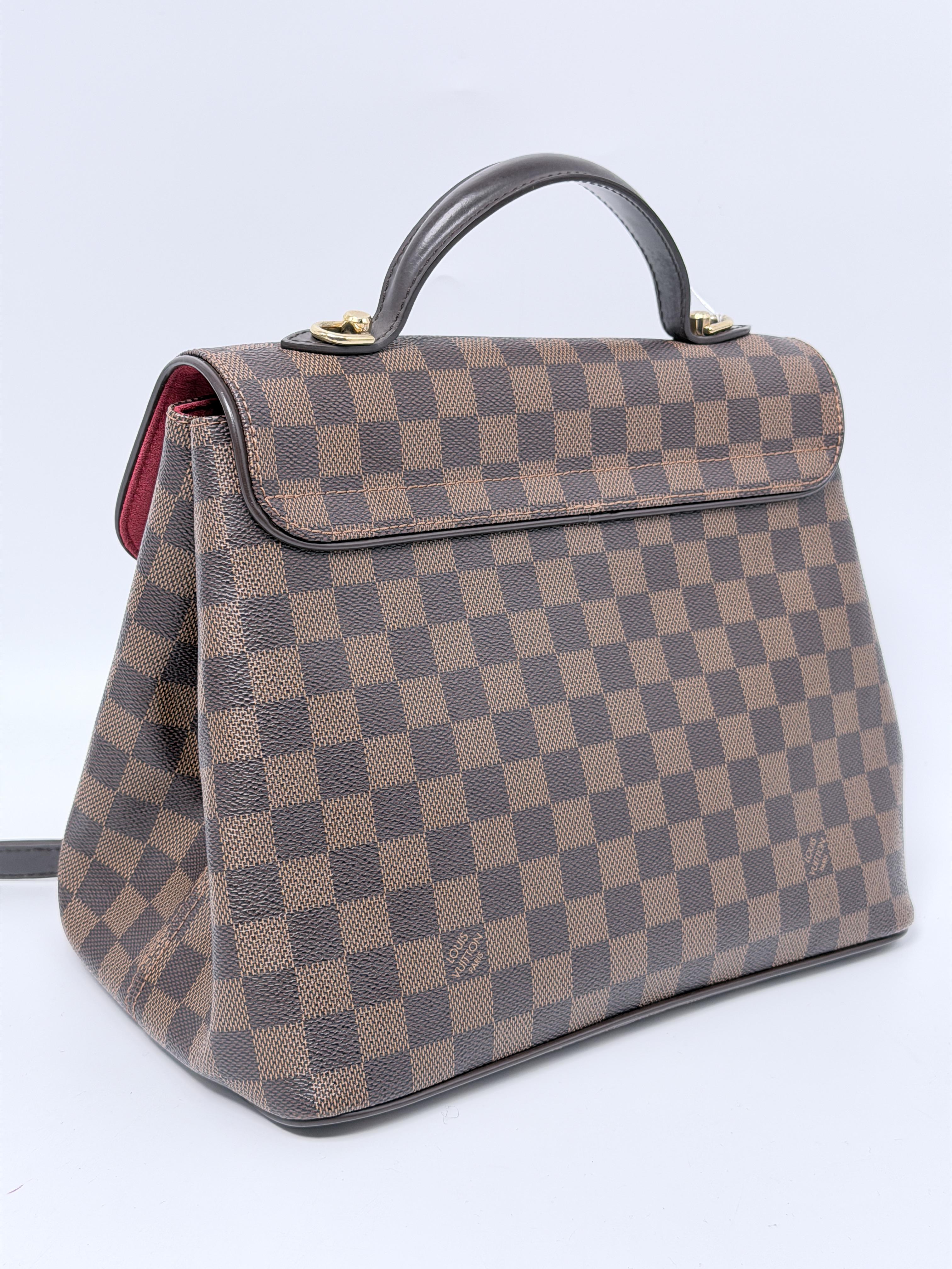 Pre-owned Louis Vuitton Canvas Shoulder Bags Damier Ebene Brown Gold Hardware Top Handle Bag Crossbody Bag JE261LV