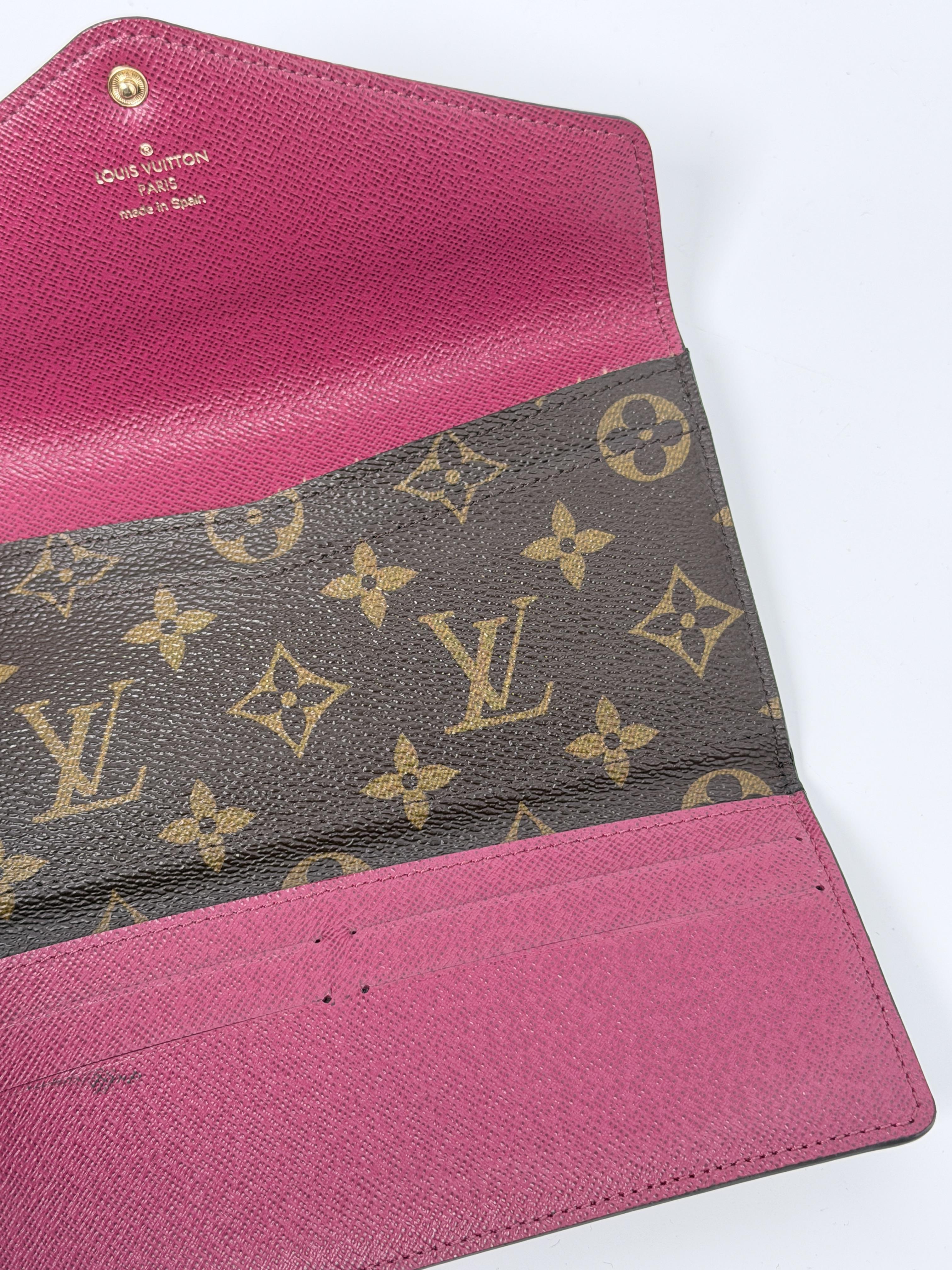 Monogram Sarah Long Envelope Wallet Fuchsia Pink Insert JE342LV